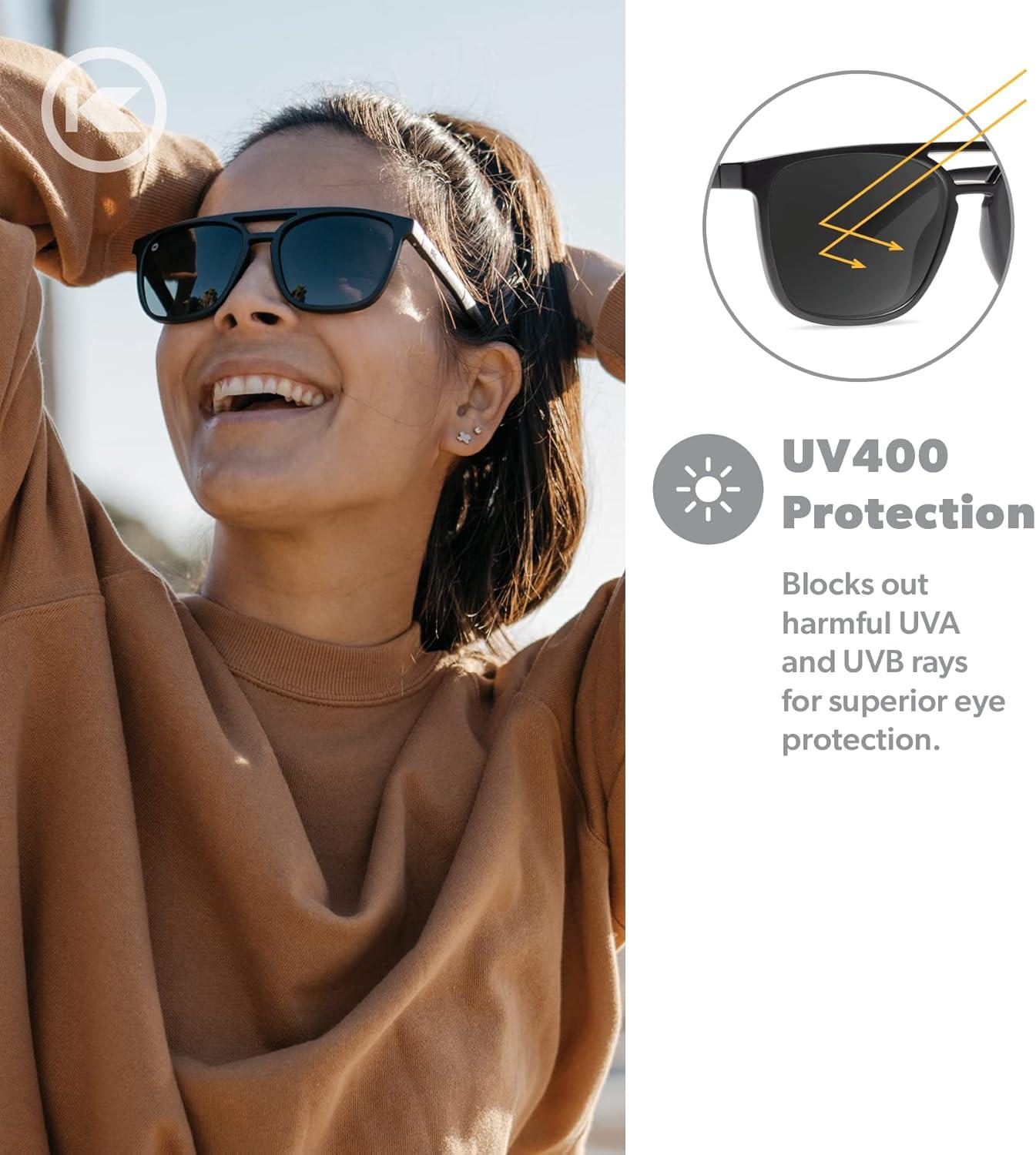 imageKnockaround Brightsides Polarized Sunglasses for Women ampamp Men  Impact Resistant Lenses ampamp Full UV400 ProtectionBlack on Black