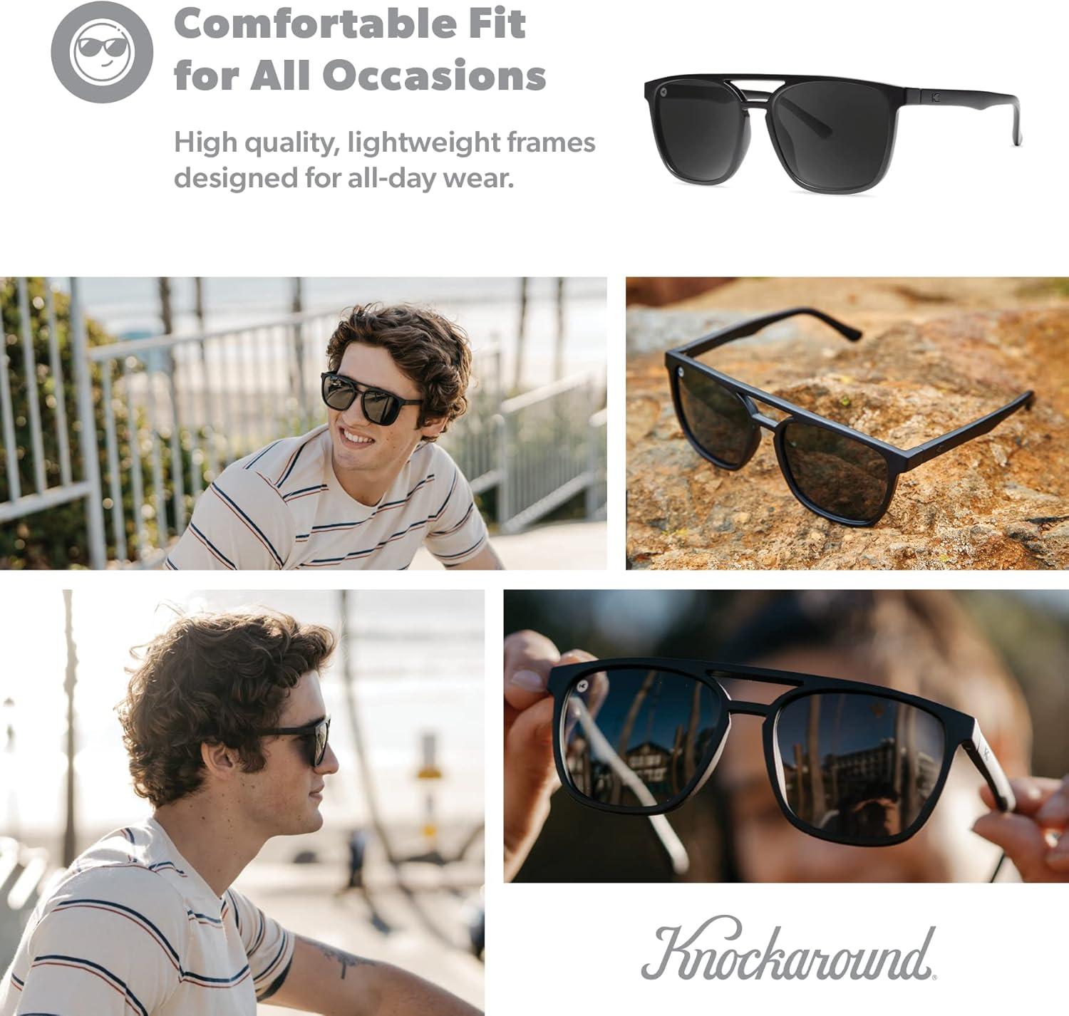 imageKnockaround Brightsides Polarized Sunglasses for Women ampamp Men  Impact Resistant Lenses ampamp Full UV400 ProtectionBlack on Black