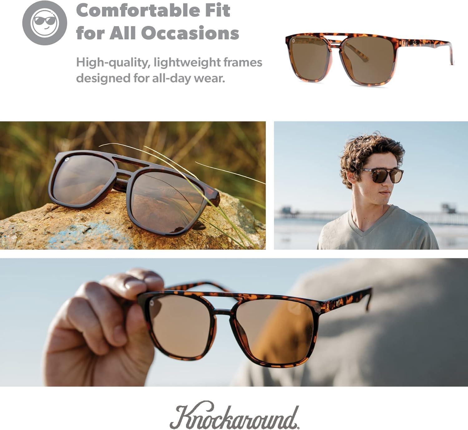imageKnockaround Brightsides Polarized Sunglasses for Women ampamp Men  Impact Resistant Lenses ampamp Full UV400 ProtectionGlossy Tortoise ShellAmber