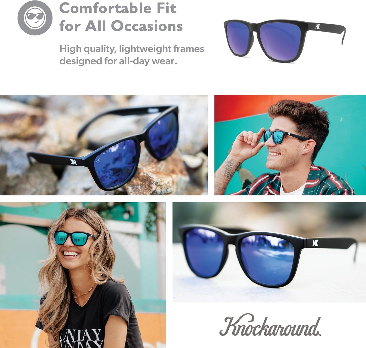 imageKnockaround Classics Polarized Sunglasses for Men ampamp Women  Impact Resistant Lenses ampamp Full UV400 ProtectionBlack  Moonshine