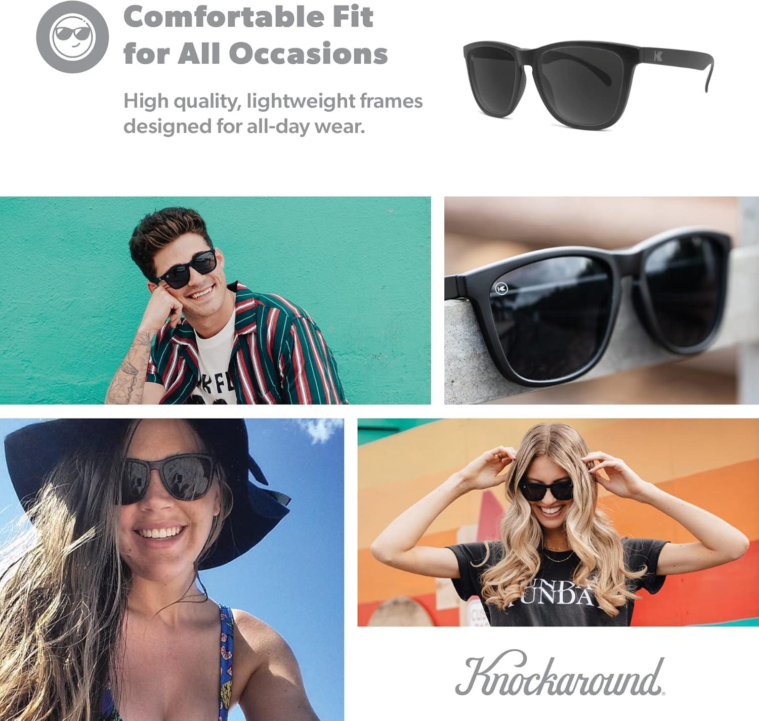 imageKnockaround Classics Polarized Sunglasses for Men ampamp Women  Impact Resistant Lenses ampamp Full UV400 ProtectionBlack on Black  Smoke