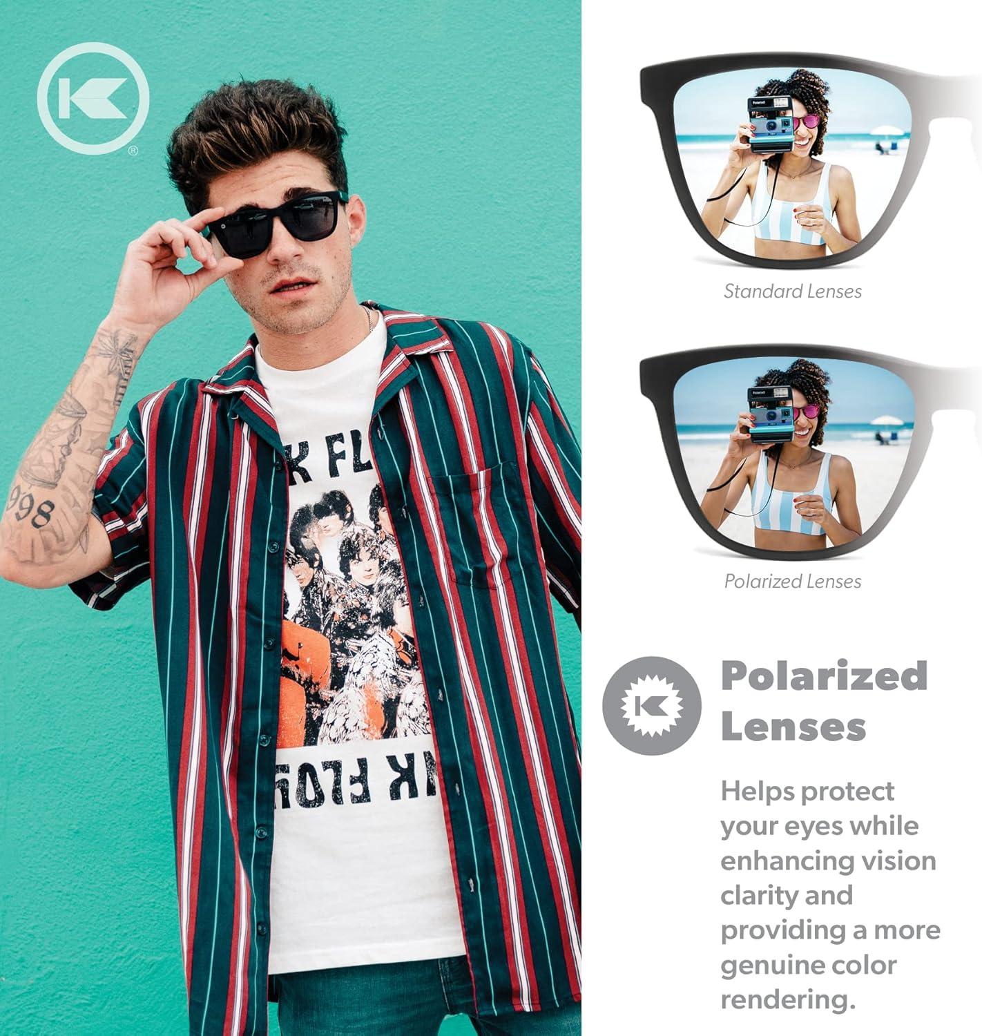 imageKnockaround Classics Polarized Sunglasses for Men ampamp Women  Impact Resistant Lenses ampamp Full UV400 ProtectionBlack on Black  Smoke