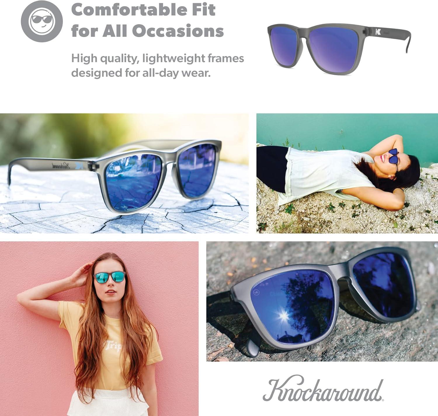 imageKnockaround Classics Polarized Sunglasses for Men ampamp Women  Impact Resistant Lenses ampamp Full UV400 ProtectionFrosted Grey  Moonshine