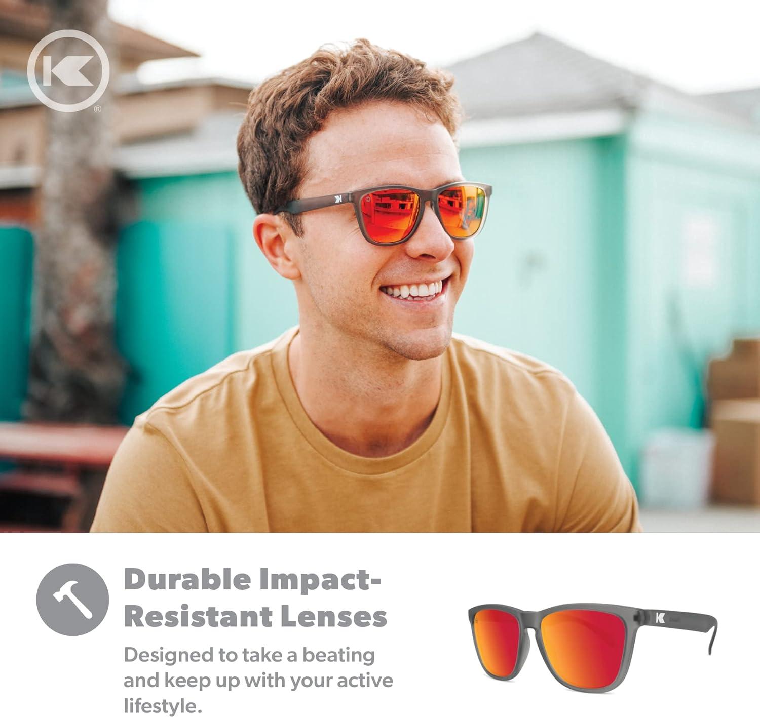 imageKnockaround Classics Polarized Sunglasses for Men ampamp Women  Impact Resistant Lenses ampamp Full UV400 ProtectionFrosted Grey  Red Sunset