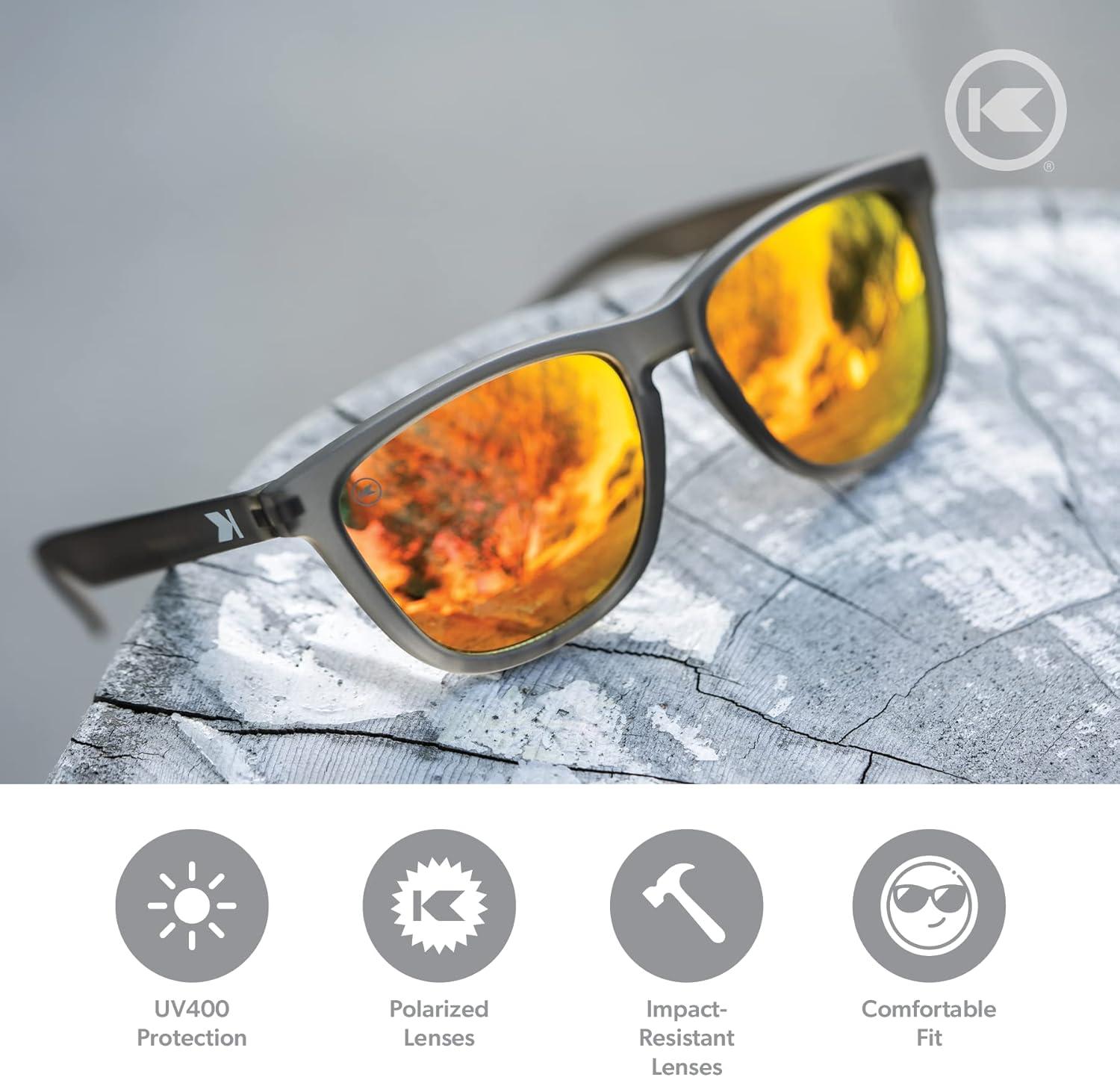 imageKnockaround Classics Polarized Sunglasses for Men ampamp Women  Impact Resistant Lenses ampamp Full UV400 ProtectionFrosted Grey  Red Sunset