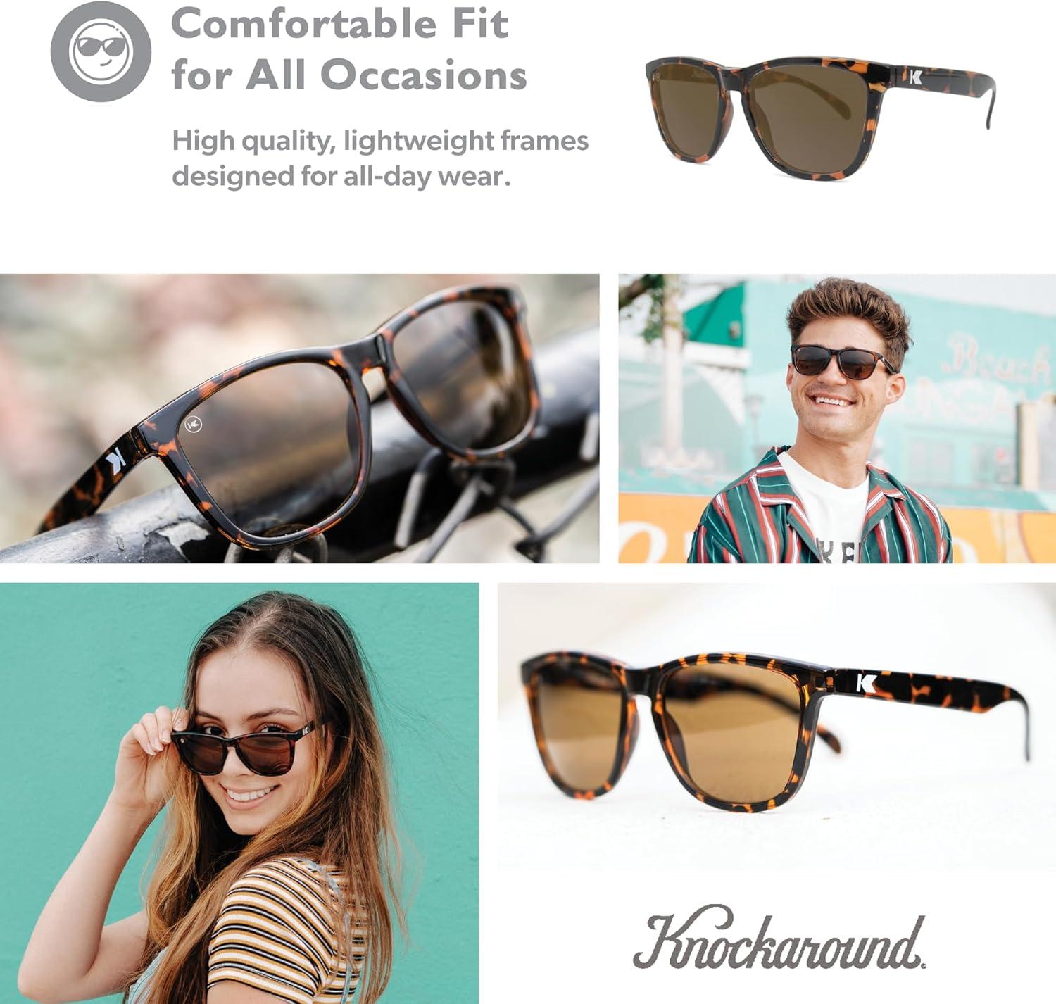 imageKnockaround Classics Polarized Sunglasses for Men ampamp Women  Impact Resistant Lenses ampamp Full UV400 ProtectionTortoise Shell  Amber