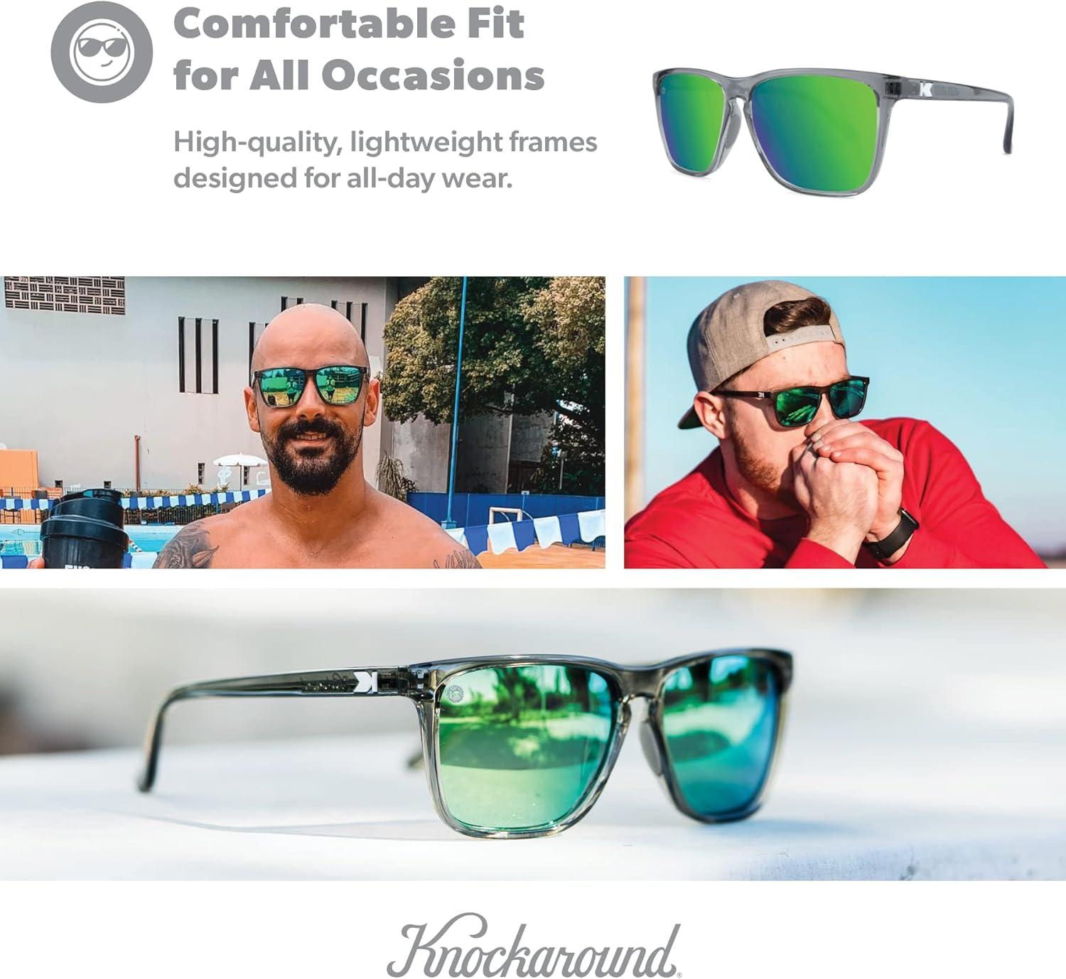 imageKnockaround Fast Lanes and Sport Polarized Sunglasses for Men ampamp Women  Impact Resistant Lenses ampamp Full UV400 ProtectionClear Grey  Green Moonshine