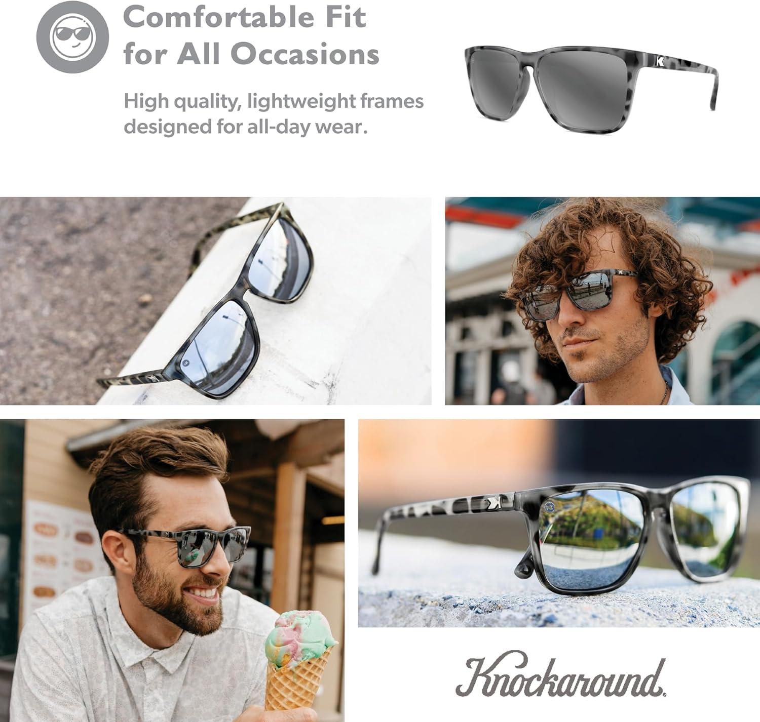 imageKnockaround Fast Lanes and Sport Polarized Sunglasses for Men ampamp Women  Impact Resistant Lenses ampamp Full UV400 ProtectionGranite Tortoise Shell  Silver Smoke