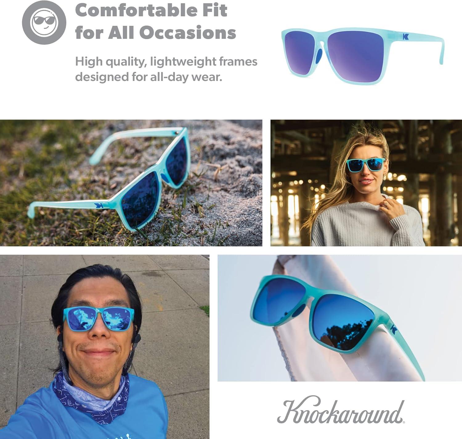 imageKnockaround Fast Lanes and Sport Polarized Sunglasses for Men ampamp Women Impact Resistant Lenses ampamp Full UV400 ProtectionIcy Blue Moonshine