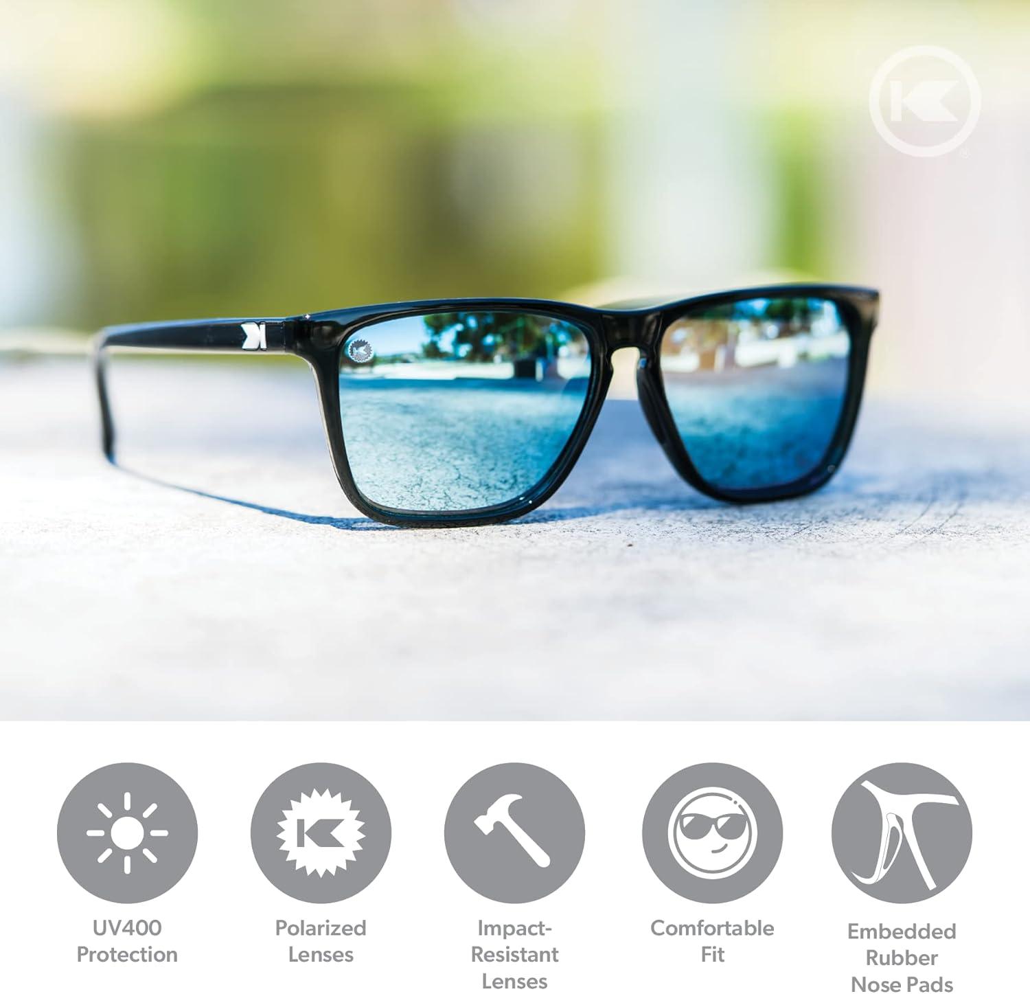 imageKnockaround Fast Lanes and Sport Polarized Sunglasses for Men ampamp Women Impact Resistant Lenses ampamp Full UV400 ProtectionJelly Black Sky Blue