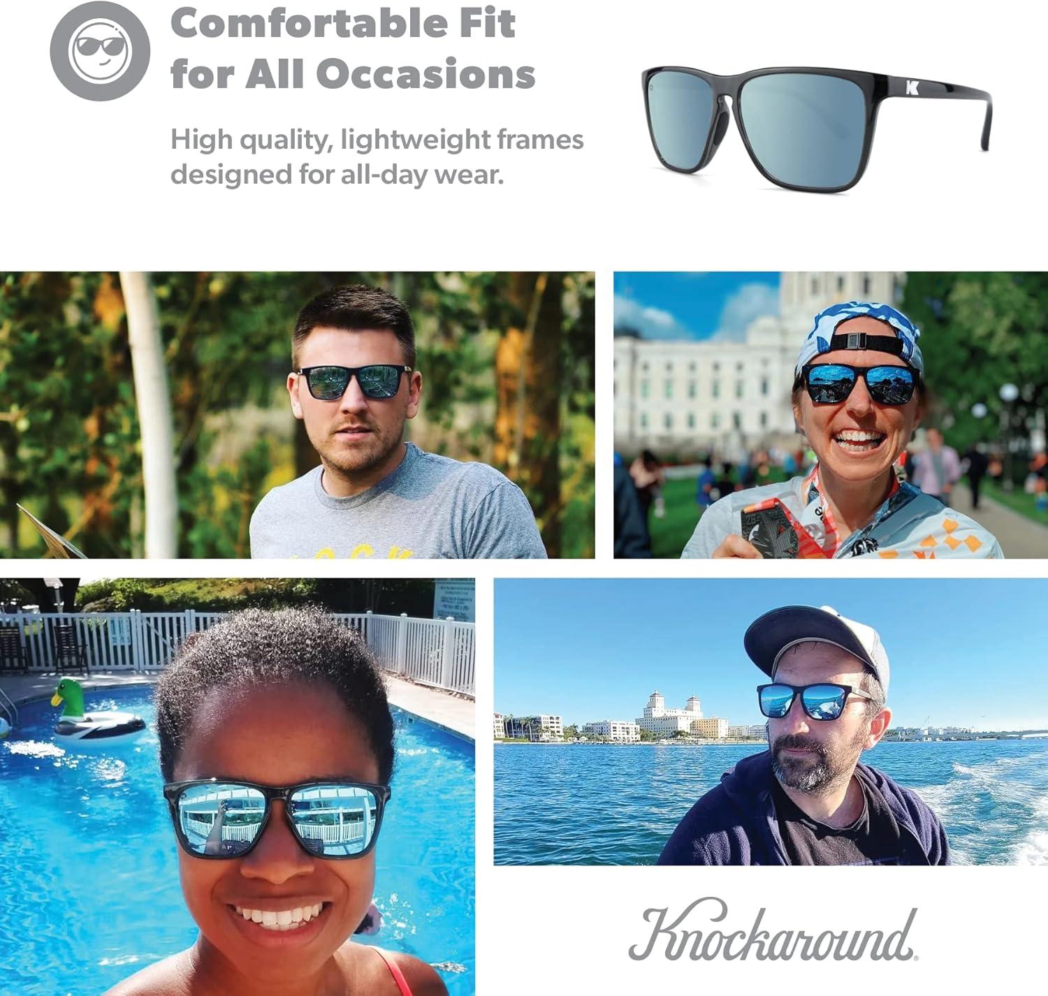 imageKnockaround Fast Lanes and Sport Polarized Sunglasses for Men ampamp Women Impact Resistant Lenses ampamp Full UV400 ProtectionJelly Black Sky Blue