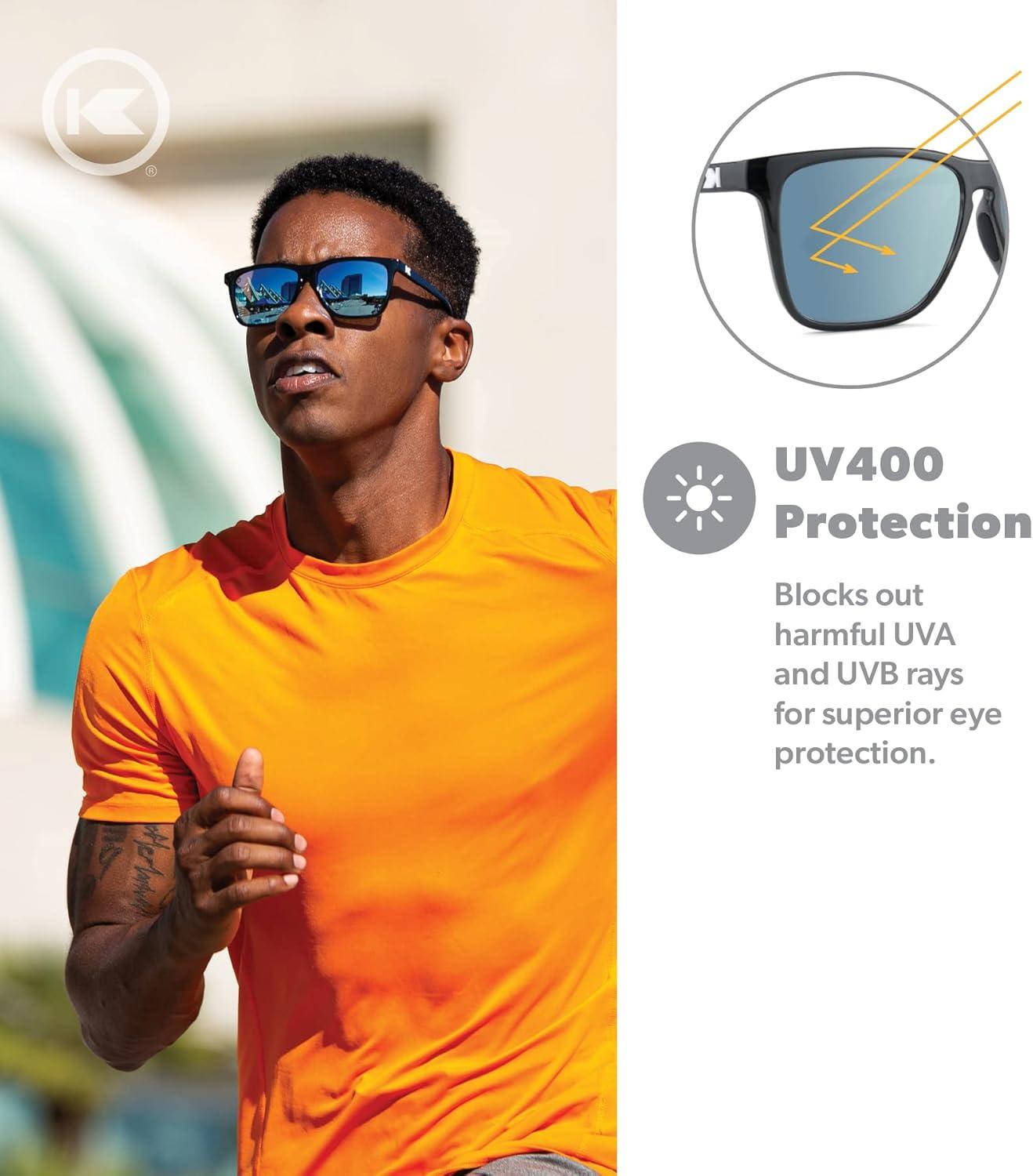 imageKnockaround Fast Lanes and Sport Polarized Sunglasses for Men ampamp Women Impact Resistant Lenses ampamp Full UV400 ProtectionJelly Black Sky Blue