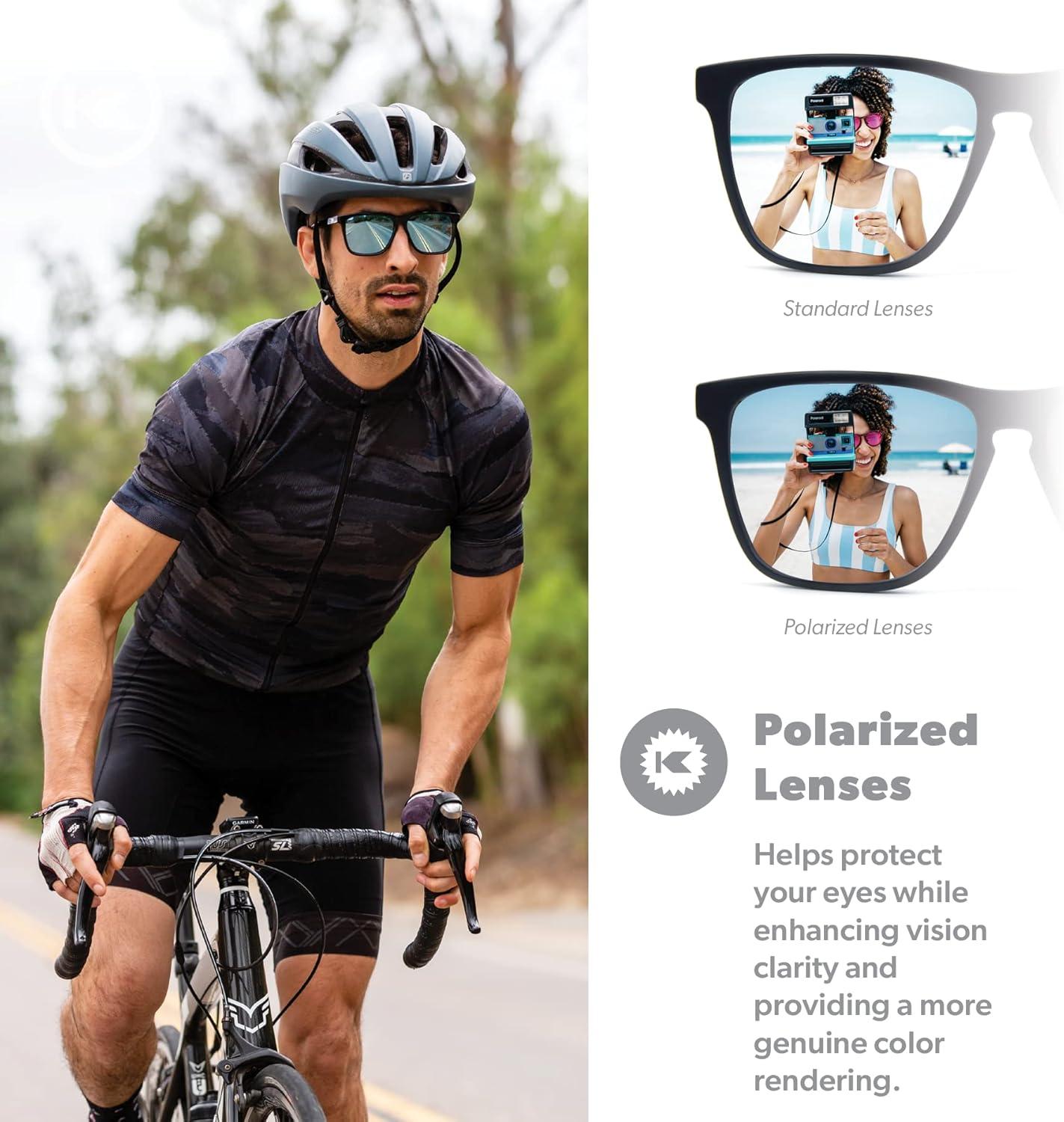 imageKnockaround Fast Lanes and Sport Polarized Sunglasses for Men ampamp Women Impact Resistant Lenses ampamp Full UV400 ProtectionJelly Black Sky Blue