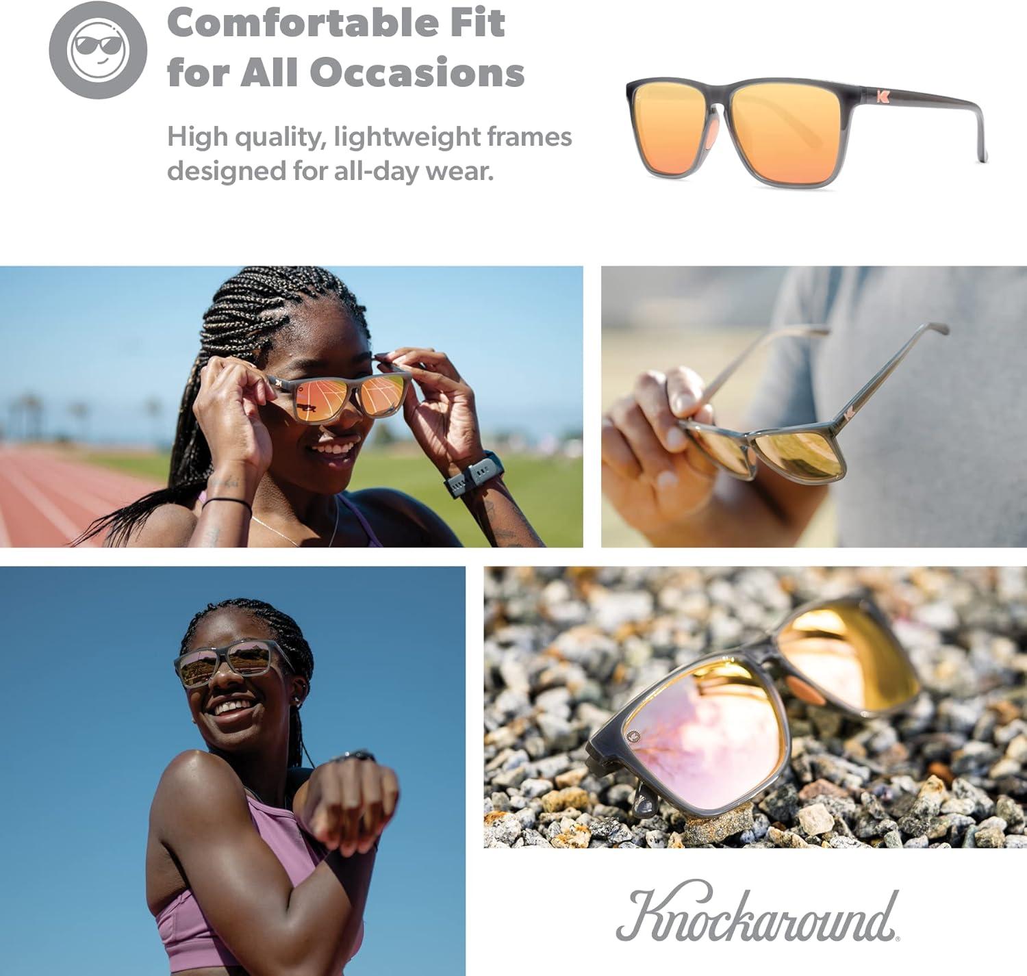 imageKnockaround Fast Lanes and Sport Polarized Sunglasses for Men ampamp Women Impact Resistant Lenses ampamp Full UV400 ProtectionJelly Grey Peach