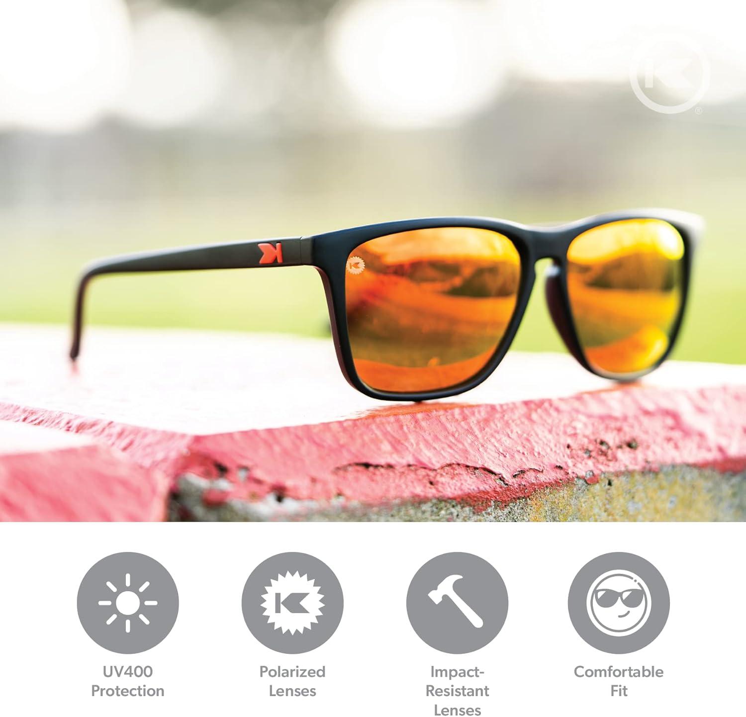 imageKnockaround Fast Lanes and Sport Polarized Sunglasses for Men ampamp Women  Impact Resistant Lenses ampamp Full UV400 ProtectionMatte Black  Red Sunset