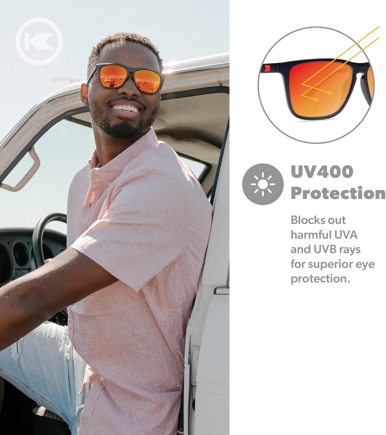 imageKnockaround Fast Lanes and Sport Polarized Sunglasses for Men ampamp Women  Impact Resistant Lenses ampamp Full UV400 ProtectionMatte Black  Red Sunset