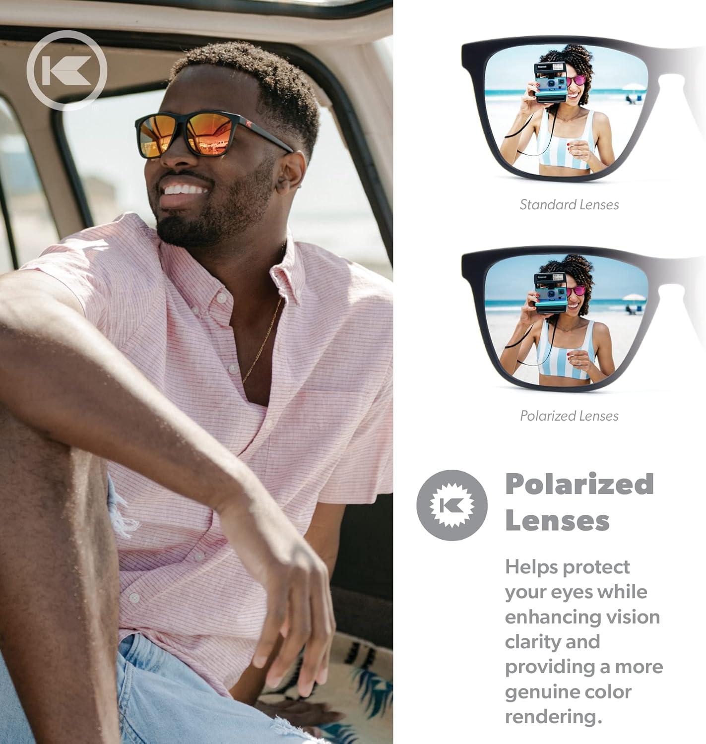 imageKnockaround Fast Lanes and Sport Polarized Sunglasses for Men ampamp Women  Impact Resistant Lenses ampamp Full UV400 ProtectionMatte Black  Red Sunset