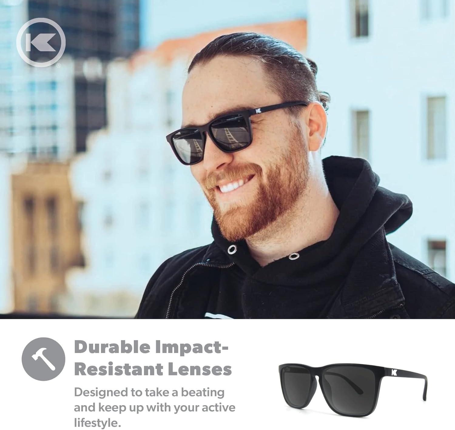 imageKnockaround Fast Lanes and Sport Polarized Sunglasses for Men ampamp Women Impact Resistant Lenses ampamp Full UV400 ProtectionMatte Black Smoke