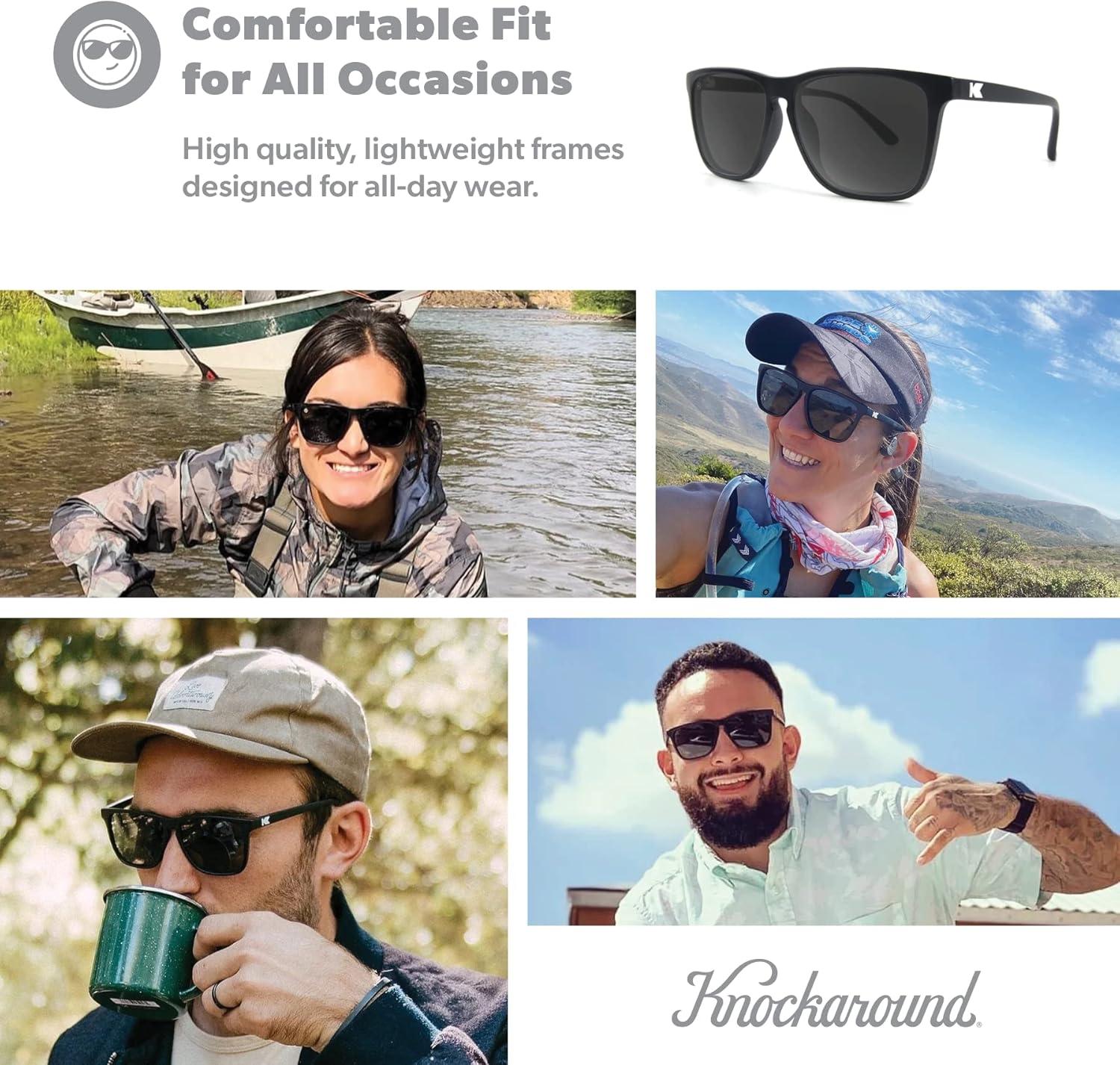 imageKnockaround Fast Lanes and Sport Polarized Sunglasses for Men ampamp Women Impact Resistant Lenses ampamp Full UV400 ProtectionMatte Black Smoke