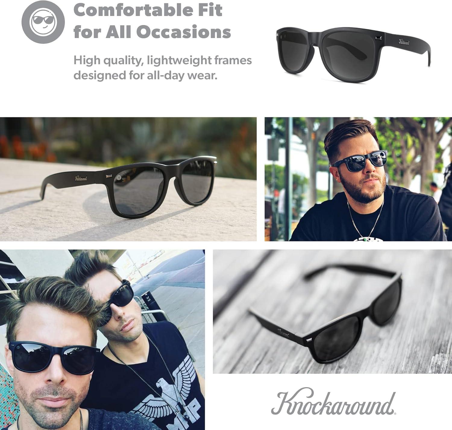 imageKnockaround Fort Knocks Polarized Sunglasses for Men ampamp Women Impact Resistant Lenses ampamp Full UV400 ProtectionBlack on Black