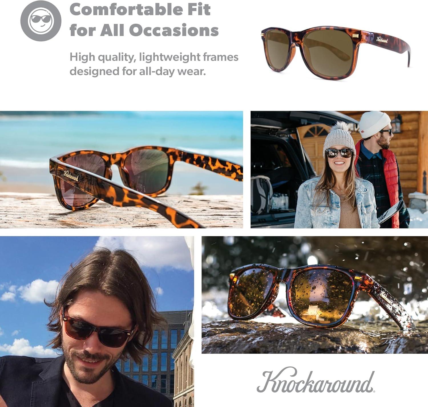 imageKnockaround Fort Knocks Polarized Sunglasses for Men ampamp Women Impact Resistant Lenses ampamp Full UV400 ProtectionGlossy Tortoise Shell Amber