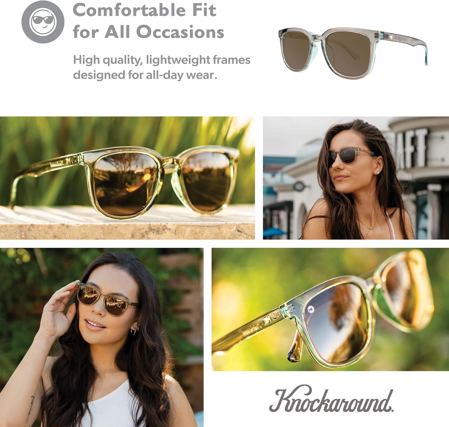 imageKnockaround Paso Robles Polarized Sunglasses for Women ampamp Men  Impact Resistant Lenses ampamp Full UV400 ProtectionAged Sage  Amber