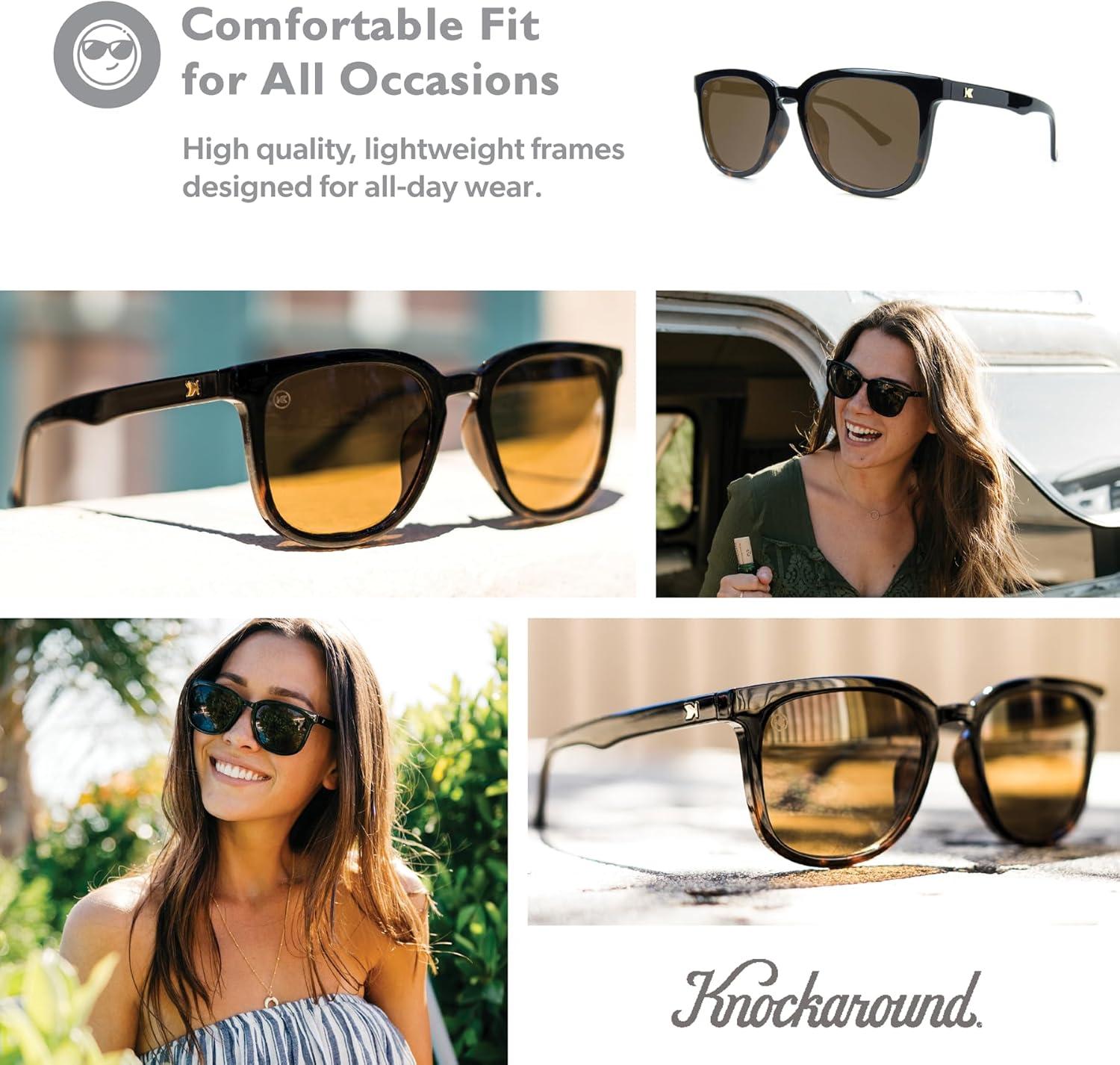imageKnockaround Paso Robles Polarized Sunglasses for Women ampamp Men  Impact Resistant Lenses ampamp Full UV400 ProtectionGlossy Black and Tortoise Shell Fade  Amber