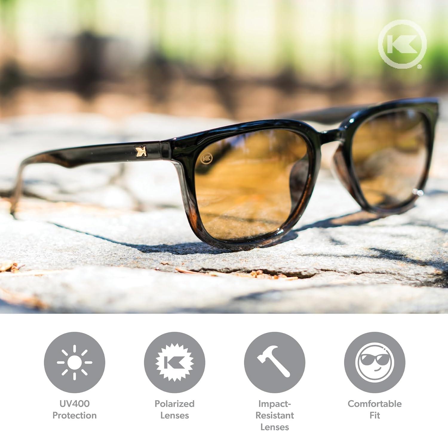 imageKnockaround Paso Robles Polarized Sunglasses for Women ampamp Men  Impact Resistant Lenses ampamp Full UV400 ProtectionGlossy Black and Tortoise Shell Fade  Amber