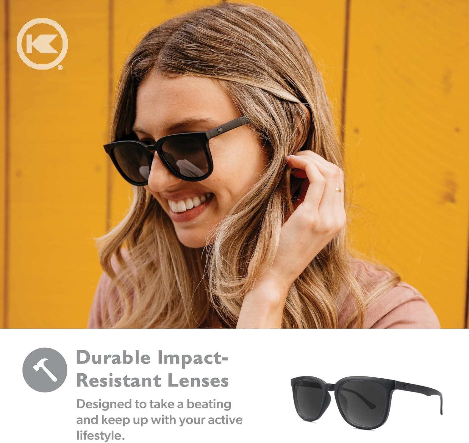 imageKnockaround Paso Robles Polarized Sunglasses for Women ampamp Men  Impact Resistant Lenses ampamp Full UV400 ProtectionMatte Black on Black  Smoke