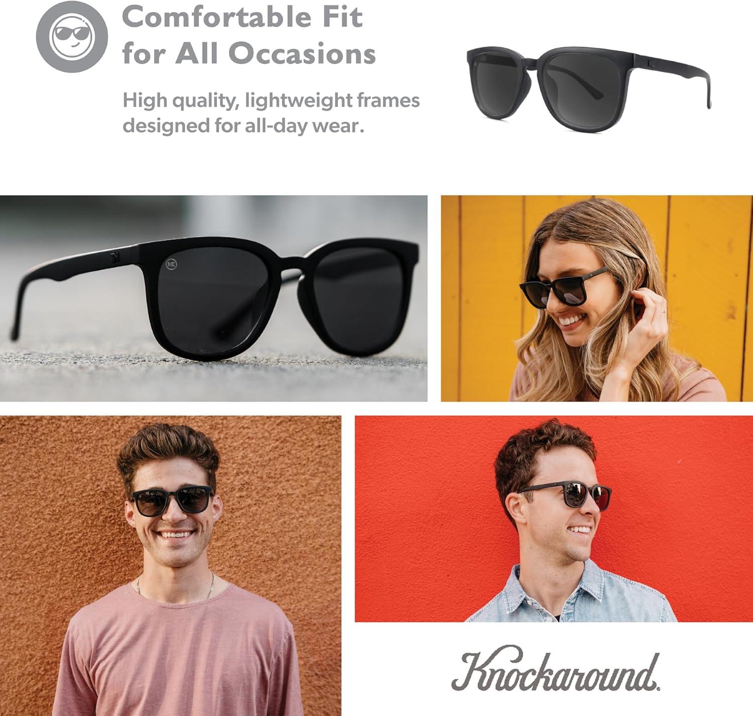 imageKnockaround Paso Robles Polarized Sunglasses for Women ampamp Men  Impact Resistant Lenses ampamp Full UV400 ProtectionMatte Black on Black  Smoke