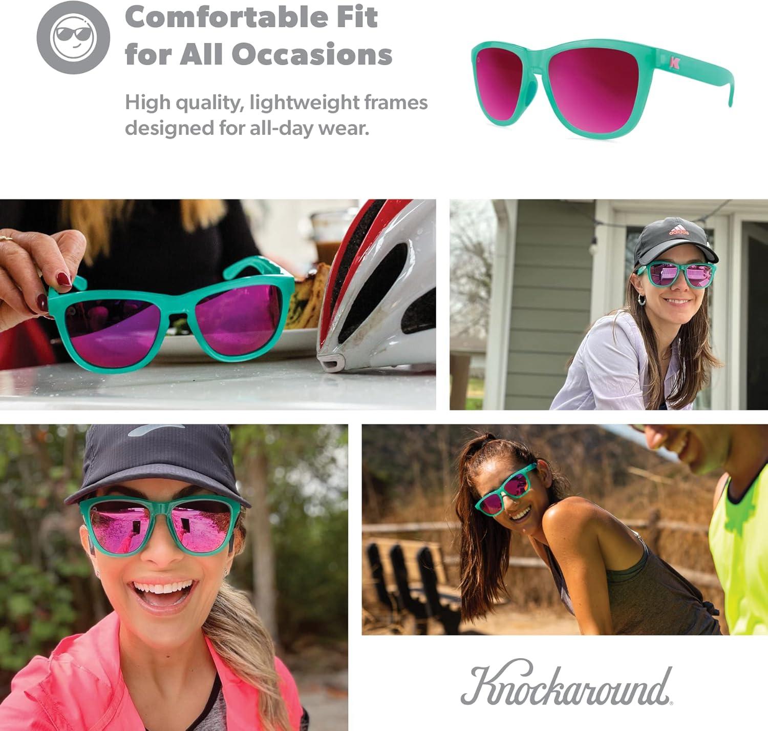 imageKnockaround Premiums and Sport Polarized Sunglasses for Men ampamp Women Impact Resistant Lenses ampamp Full UV400 ProtectionAquamarine Fuschia