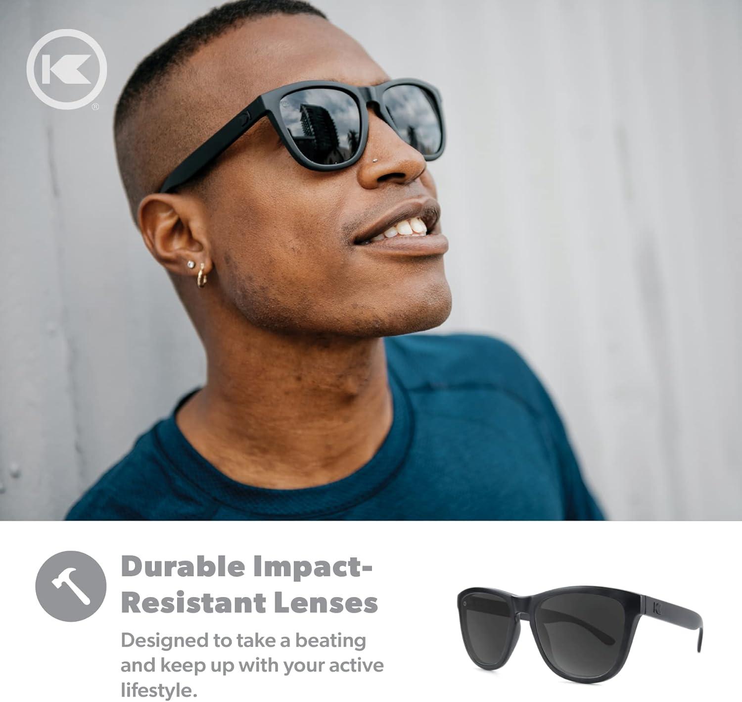 imageKnockaround Premiums and Sport Polarized Sunglasses for Men ampamp Women Impact Resistant Lenses ampamp Full UV400 ProtectionBlack on Black Smoke