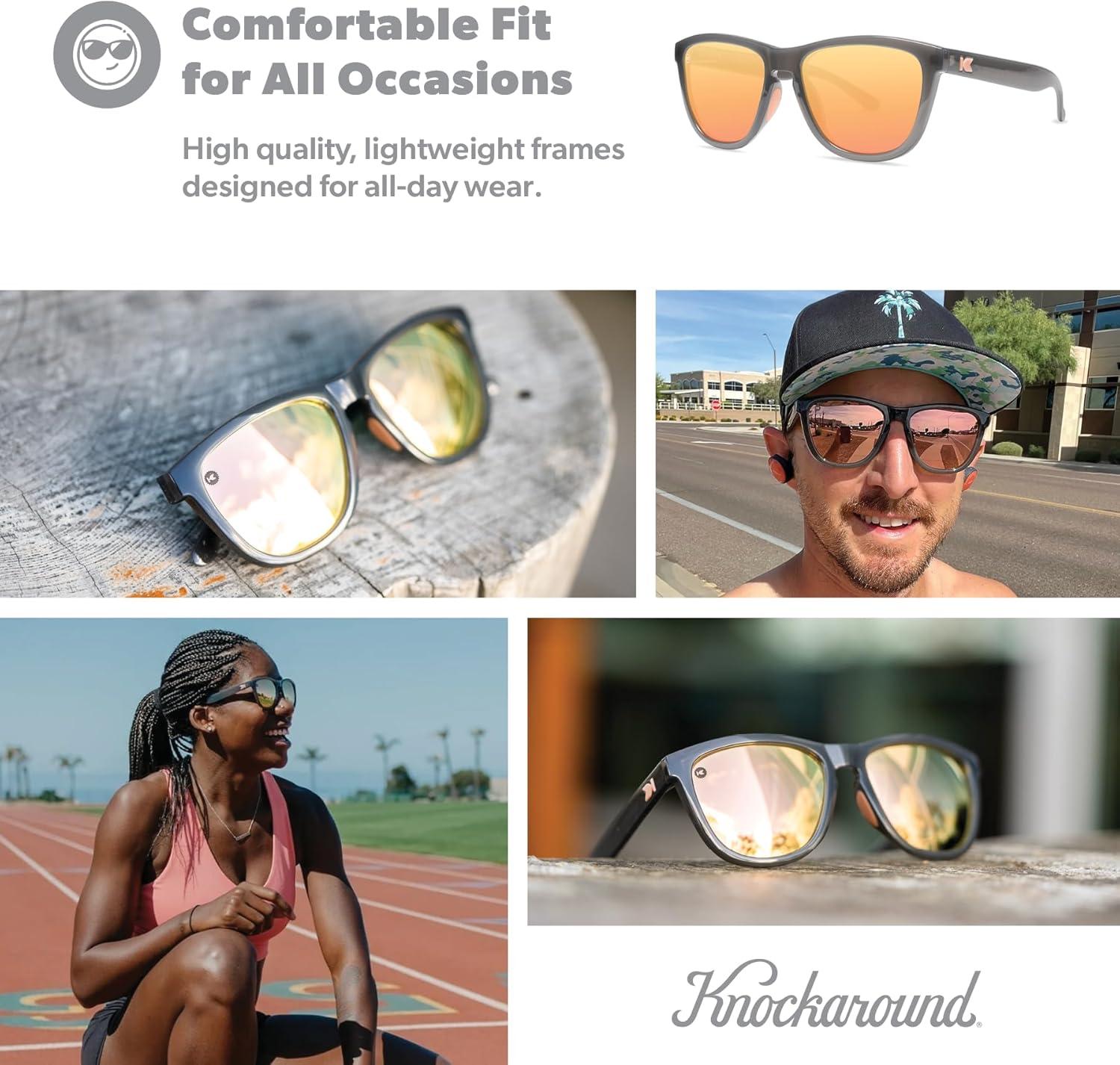 imageKnockaround Premiums and Sport Polarized Sunglasses for Men ampamp Women Impact Resistant Lenses ampamp Full UV400 ProtectionJelly Grey Peach