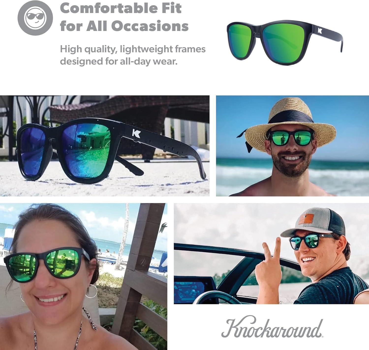 imageKnockaround Premiums and Sport Polarized Sunglasses for Men ampamp Women Impact Resistant Lenses ampamp Full UV400 ProtectionMatte Black Green Moonshine