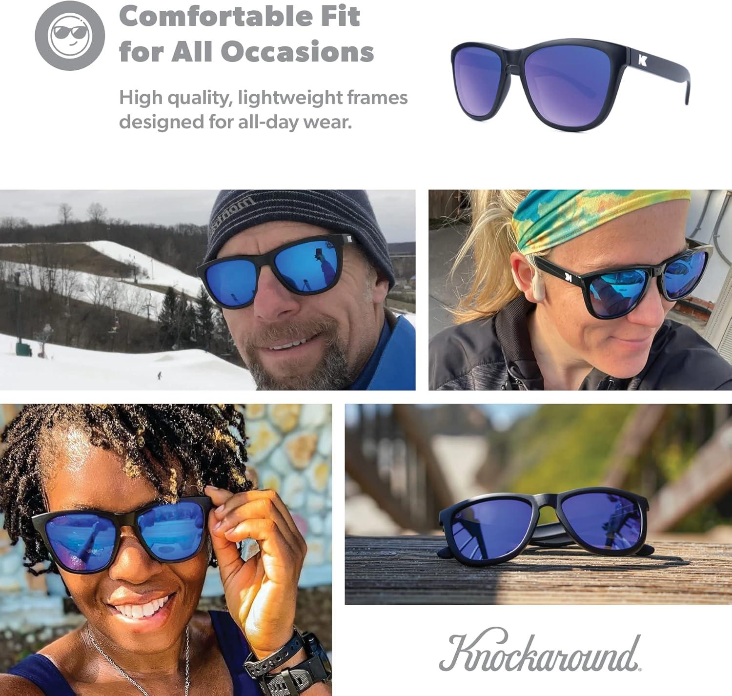 imageKnockaround Premiums and Sport Polarized Sunglasses for Men ampamp Women Impact Resistant Lenses ampamp Full UV400 ProtectionMatte Black Moonshine