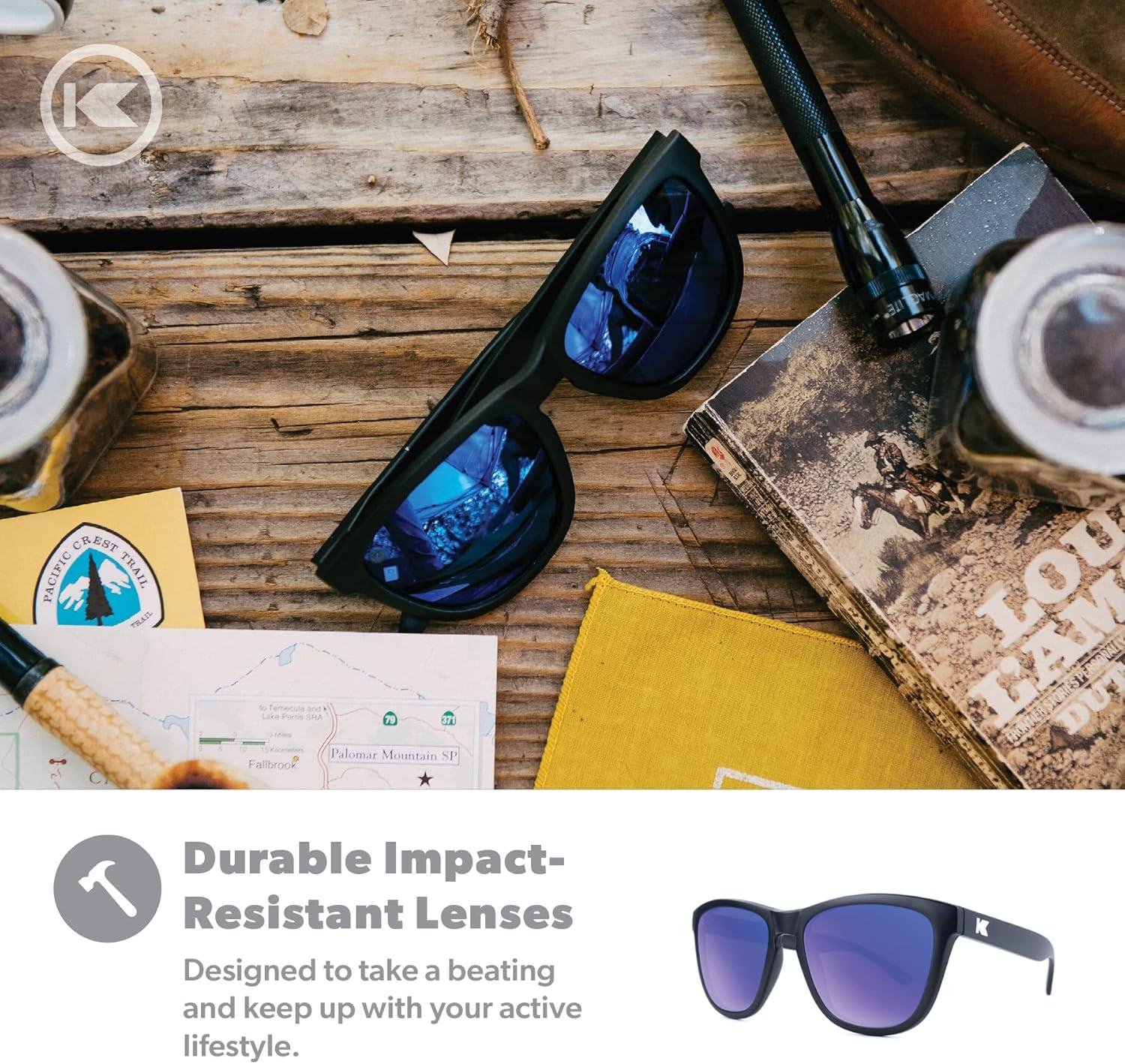 imageKnockaround Premiums and Sport Polarized Sunglasses for Men ampamp Women Impact Resistant Lenses ampamp Full UV400 ProtectionMatte Black Moonshine