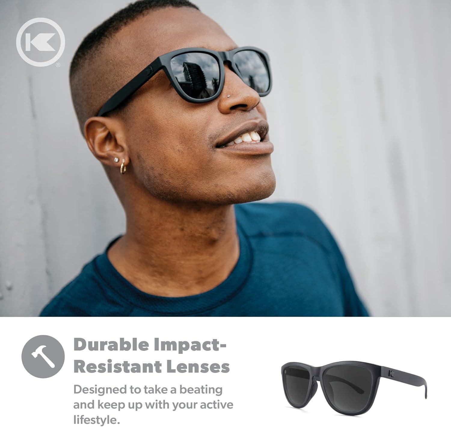 imageKnockaround Premiums and Sport Polarized Sunglasses for Men ampamp Women Impact Resistant Lenses ampamp Full UV400 ProtectionMatte Black on Black Smoke