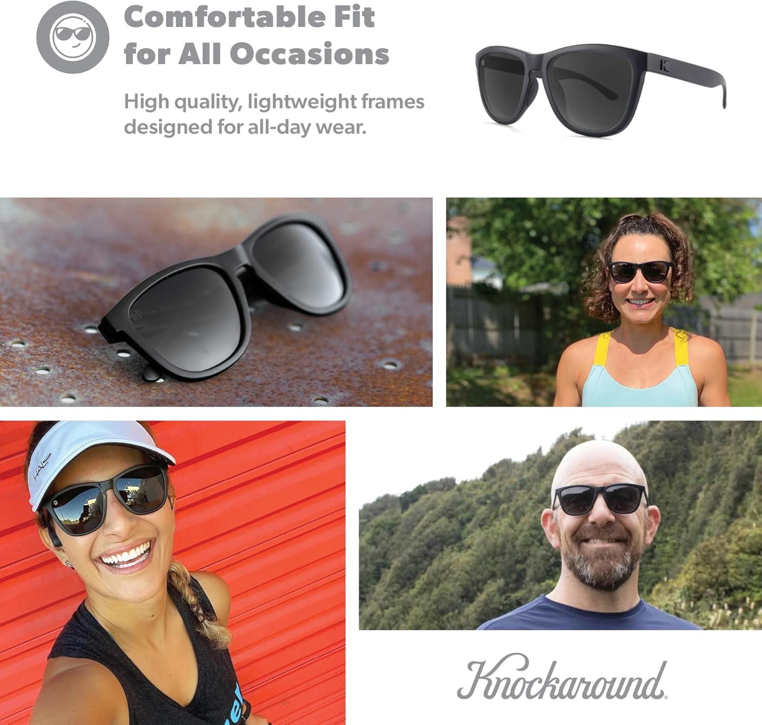 imageKnockaround Premiums and Sport Polarized Sunglasses for Men ampamp Women Impact Resistant Lenses ampamp Full UV400 ProtectionMatte Black on Black Smoke