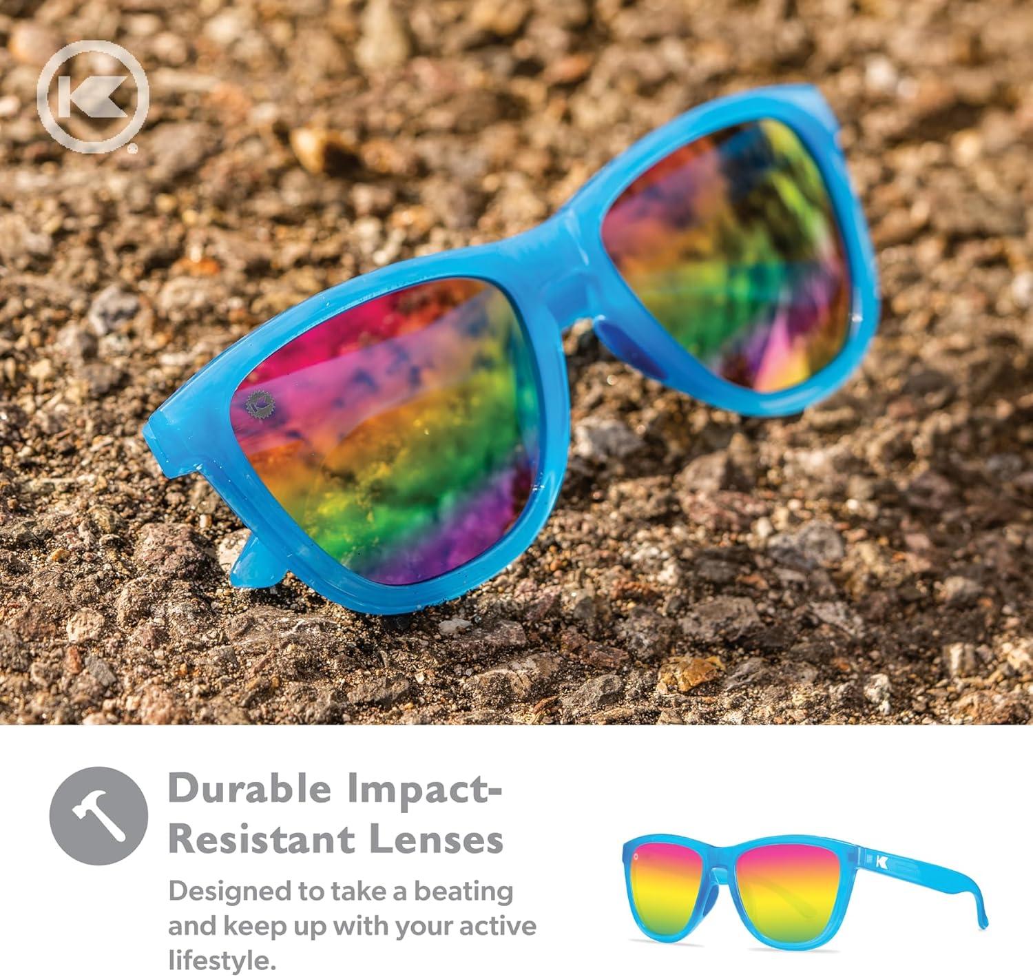 imageKnockaround Premiums and Sport Polarized Sunglasses for Men ampamp Women Impact Resistant Lenses ampamp Full UV400 ProtectionRainbow Blues