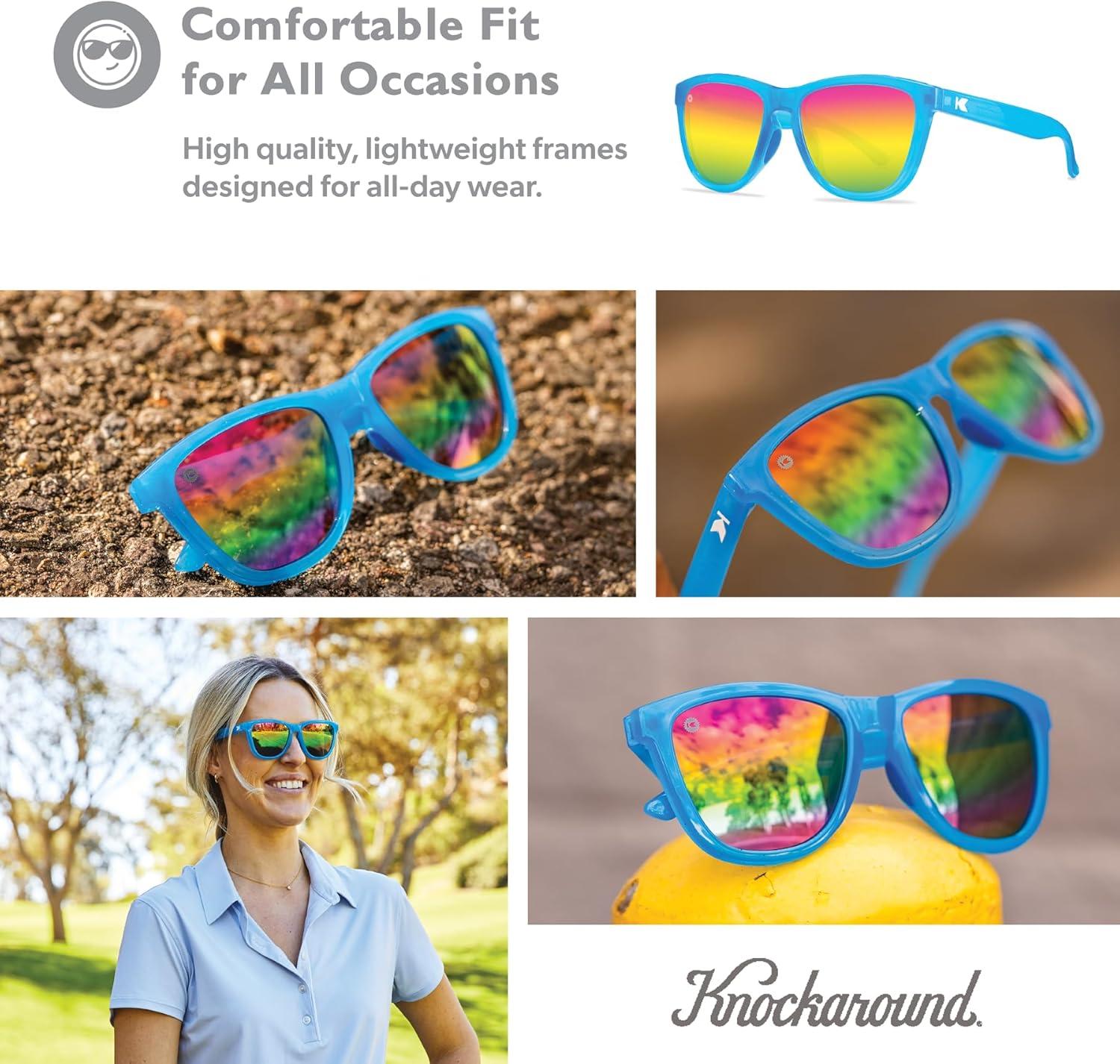 imageKnockaround Premiums and Sport Polarized Sunglasses for Men ampamp Women Impact Resistant Lenses ampamp Full UV400 ProtectionRainbow Blues
