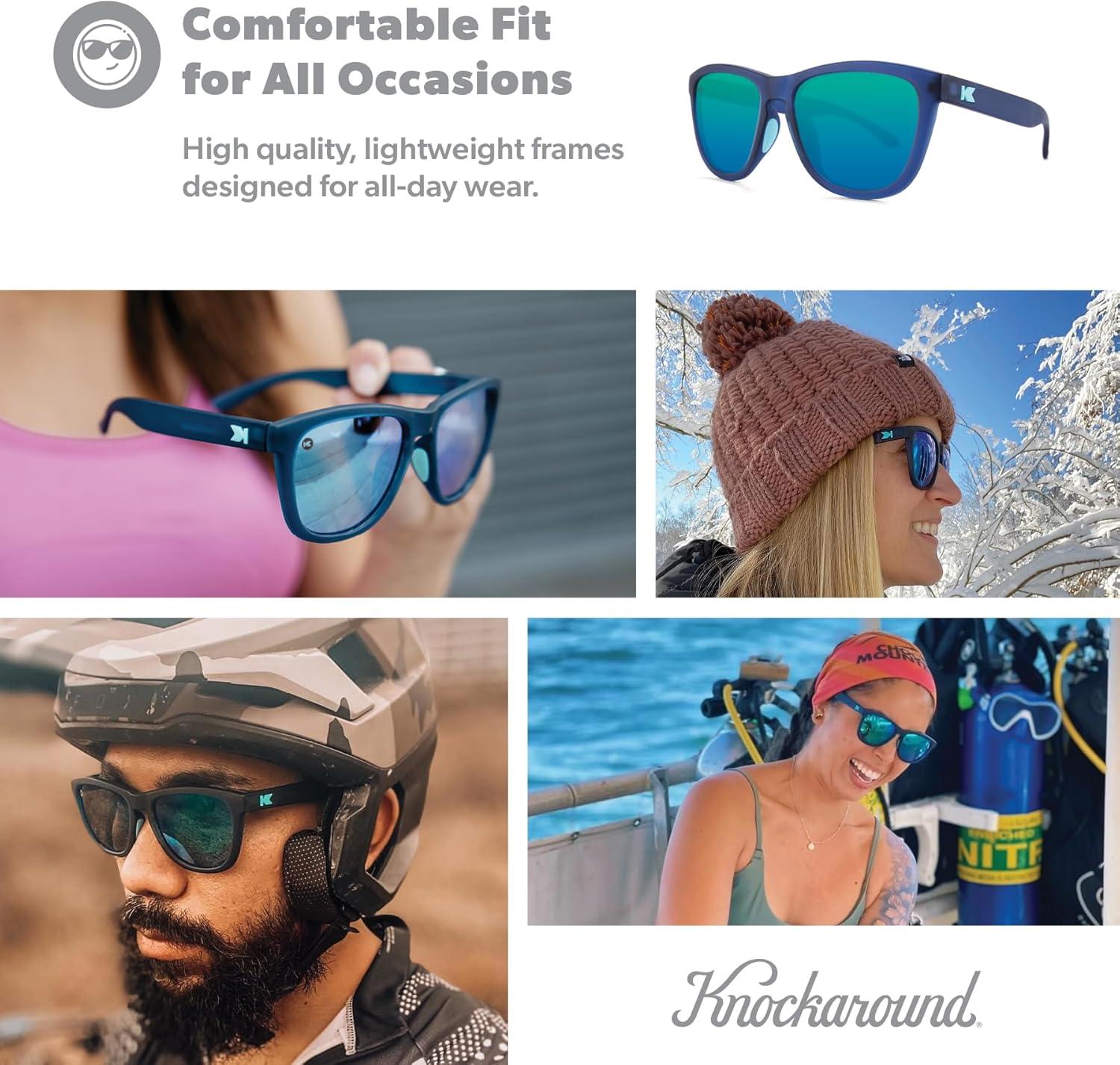 imageKnockaround Premiums and Sport Polarized Sunglasses for Men ampamp Women Impact Resistant Lenses ampamp Full UV400 ProtectionRubberized Navy Mint