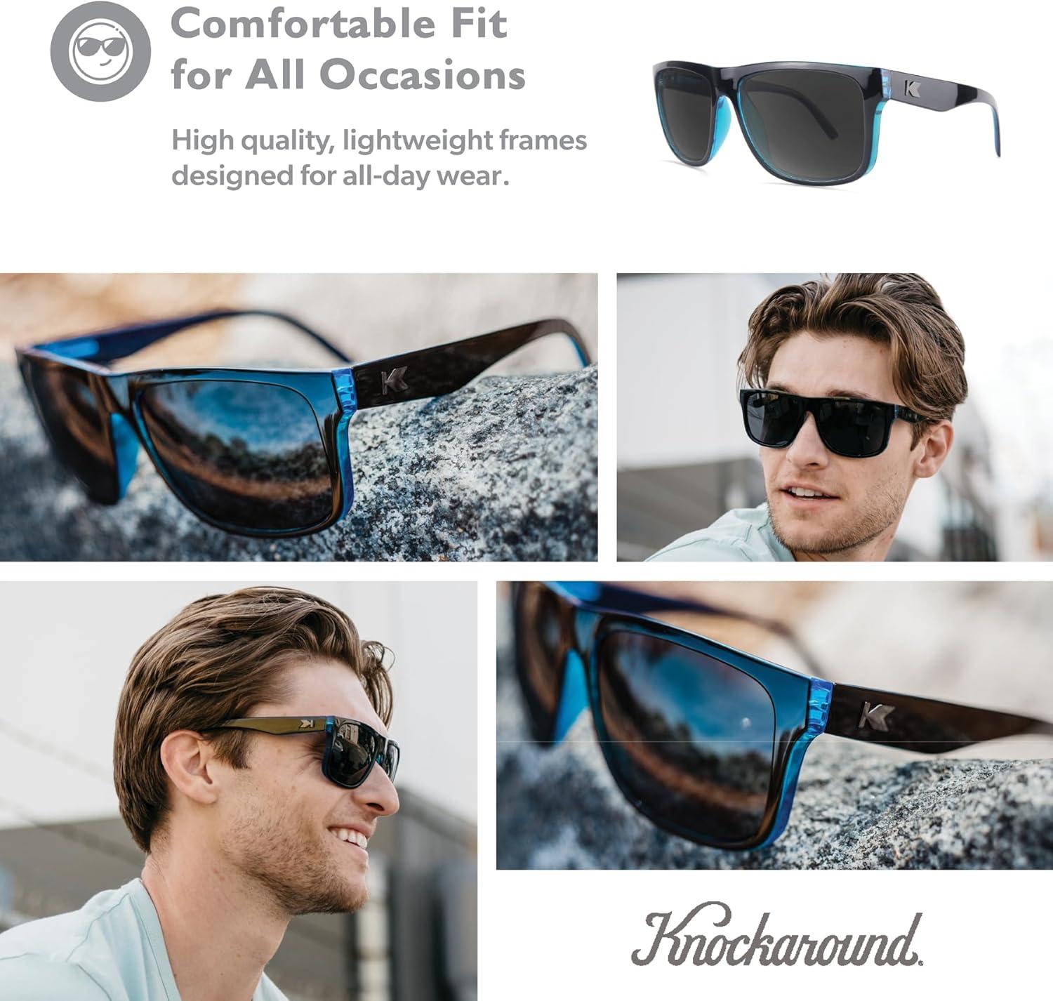 imageKnockaround Torrey Pines and Sport Polarized Sunglasses for Men ampamp Women  Impact Resistant Lenses ampamp Full UV400 ProtectionBlack Ocean