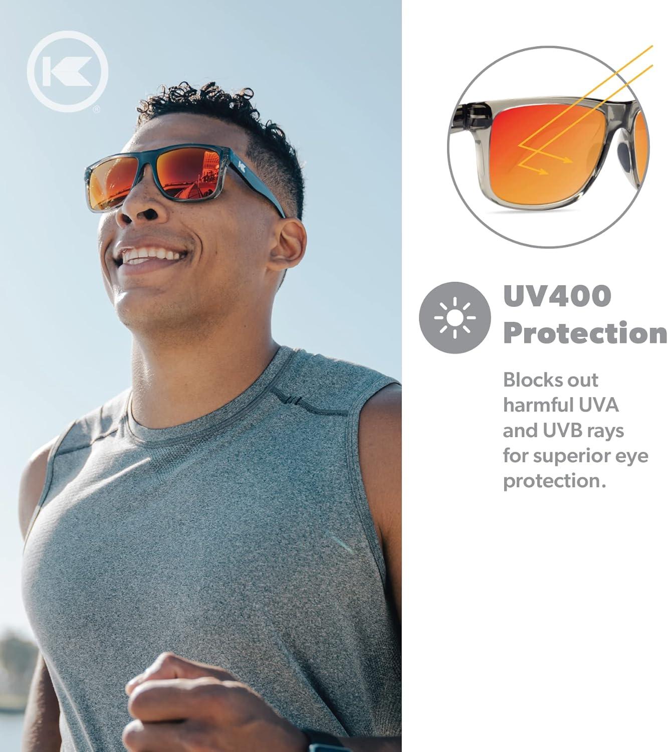 imageKnockaround Torrey Pines and Sport Polarized Sunglasses for Men ampamp Women  Impact Resistant Lenses ampamp Full UV400 ProtectionClear Grey  Red Sunset