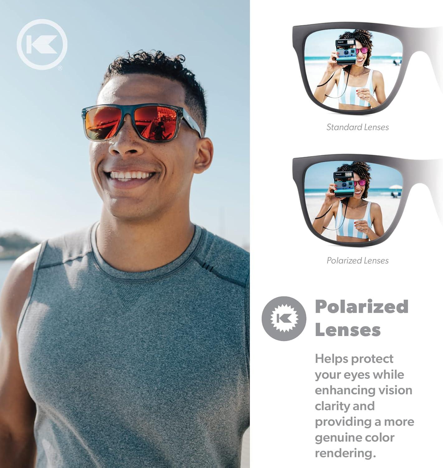 imageKnockaround Torrey Pines and Sport Polarized Sunglasses for Men ampamp Women  Impact Resistant Lenses ampamp Full UV400 ProtectionClear Grey  Red Sunset
