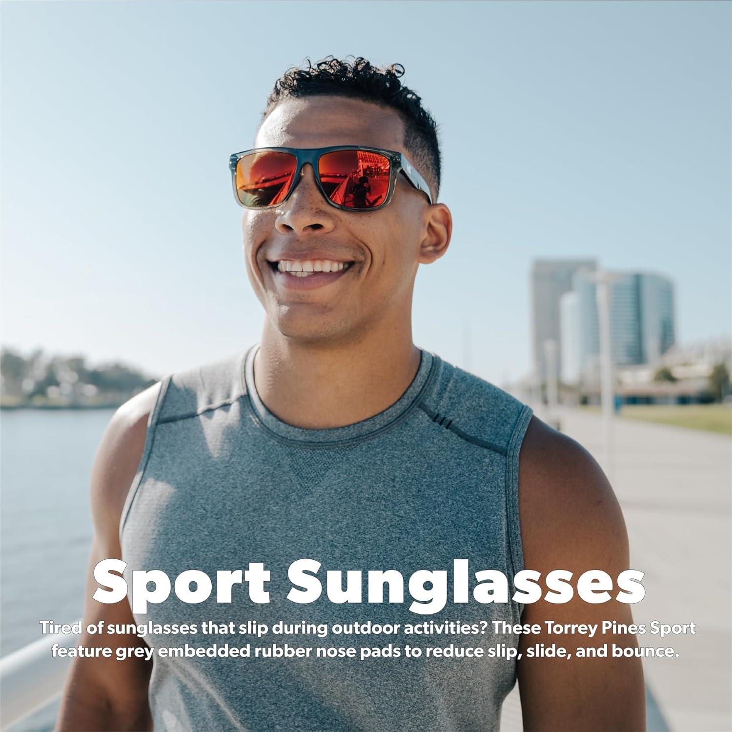 imageKnockaround Torrey Pines and Sport Polarized Sunglasses for Men ampamp Women  Impact Resistant Lenses ampamp Full UV400 ProtectionClear Grey  Red Sunset