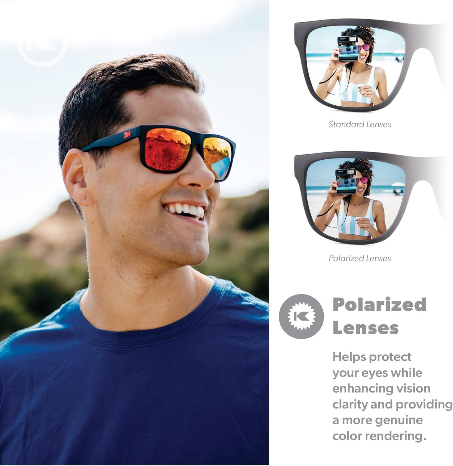 imageKnockaround Torrey Pines and Sport Polarized Sunglasses for Men ampamp Women  Impact Resistant Lenses ampamp Full UV400 ProtectionMatte Black  Red Sunset