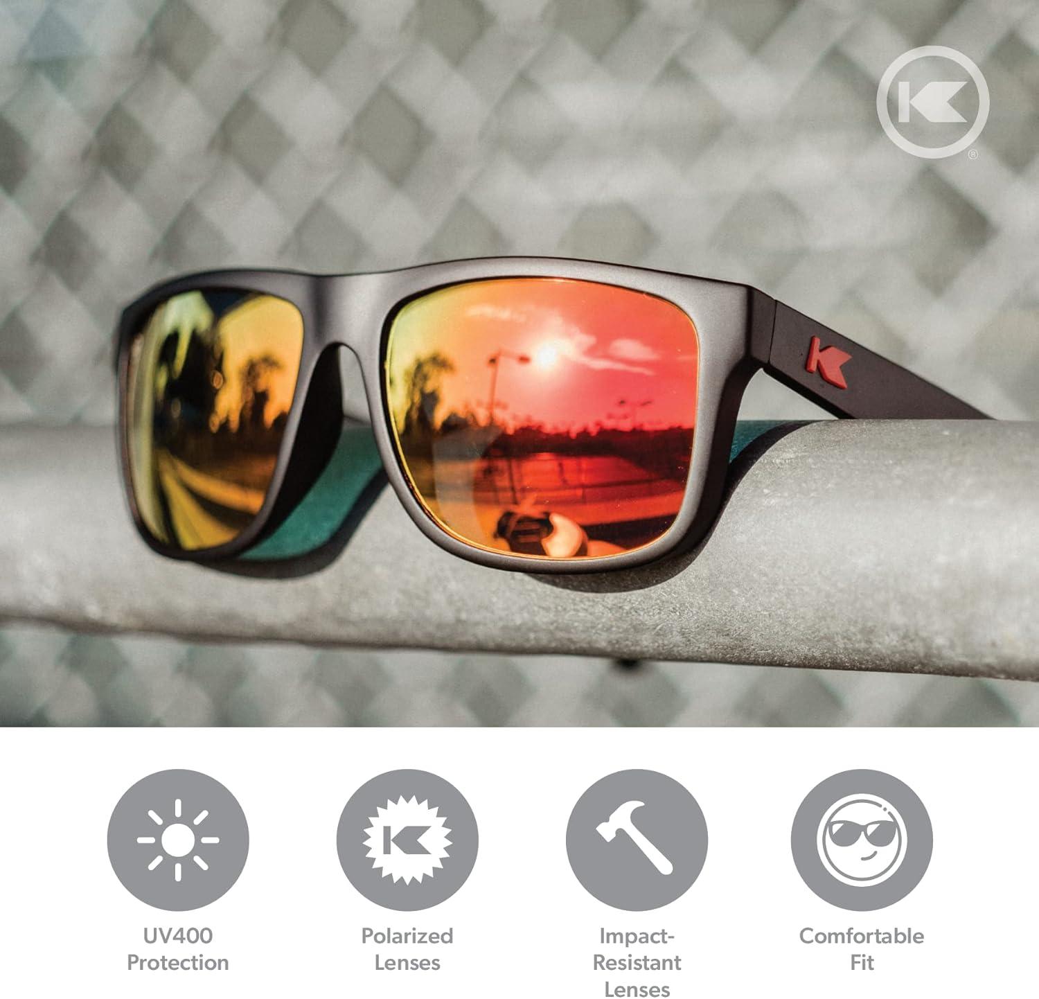 imageKnockaround Torrey Pines and Sport Polarized Sunglasses for Men ampamp Women  Impact Resistant Lenses ampamp Full UV400 ProtectionMatte Black  Red Sunset