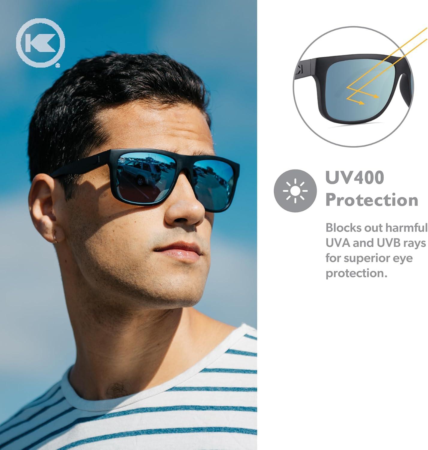 imageKnockaround Torrey Pines and Sport Polarized Sunglasses for Men ampamp Women  Impact Resistant Lenses ampamp Full UV400 ProtectionMatte Black on Black  Sky Blue