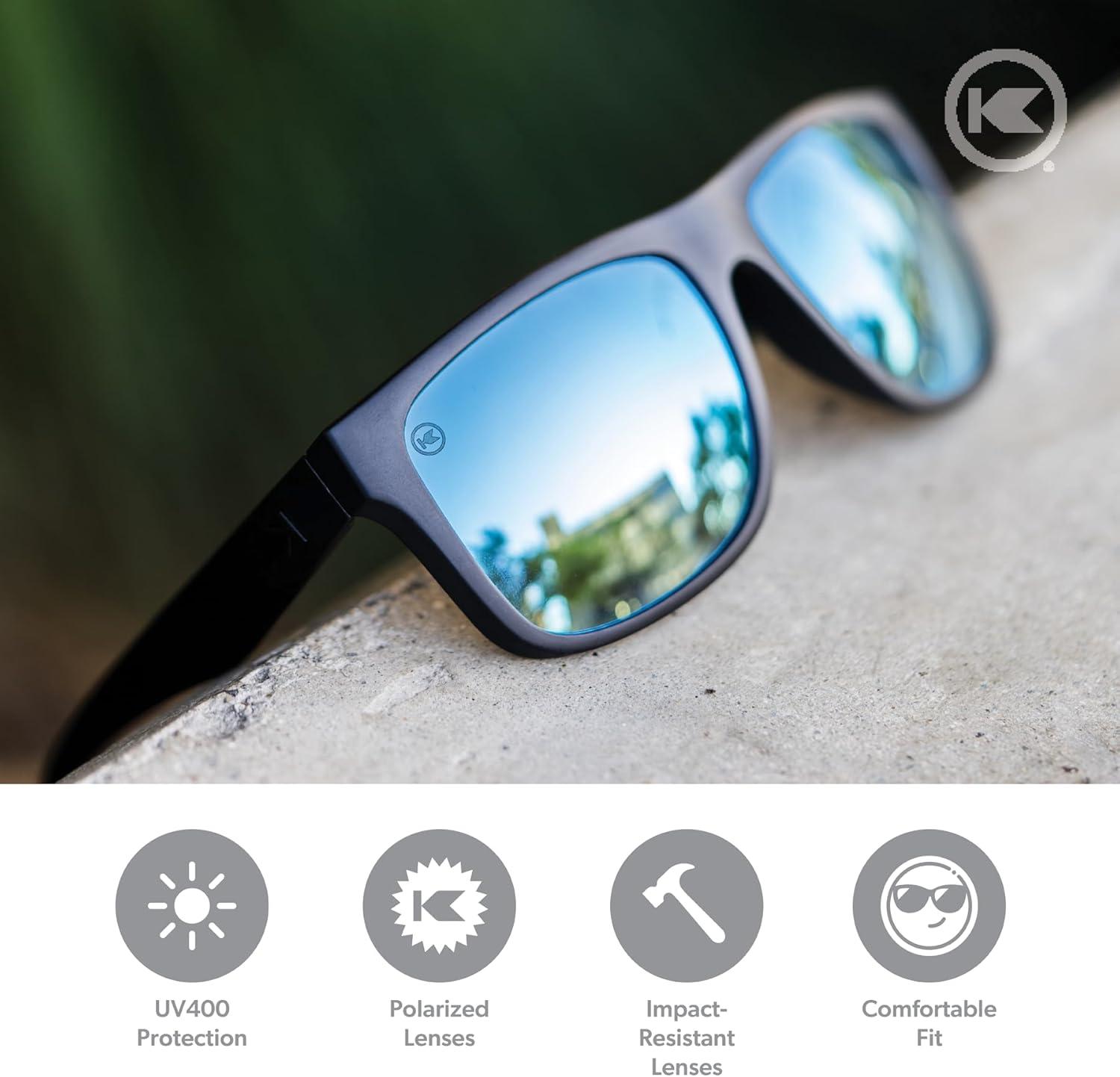 imageKnockaround Torrey Pines and Sport Polarized Sunglasses for Men ampamp Women  Impact Resistant Lenses ampamp Full UV400 ProtectionMatte Black on Black  Sky Blue