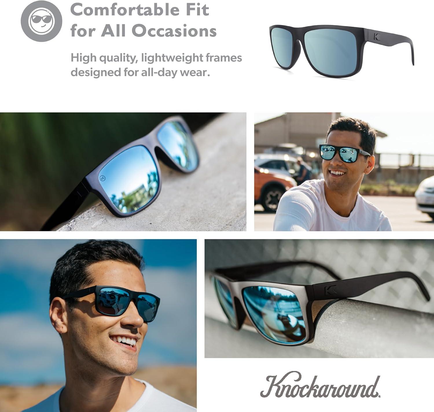 imageKnockaround Torrey Pines and Sport Polarized Sunglasses for Men ampamp Women  Impact Resistant Lenses ampamp Full UV400 ProtectionMatte Black on Black  Sky Blue